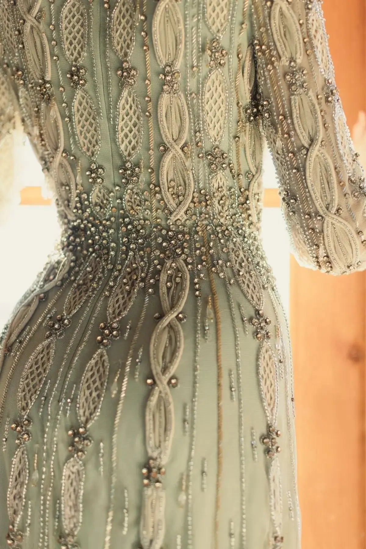 Green Embellished Long Sleeve A-Line Gown - Mac Duggal