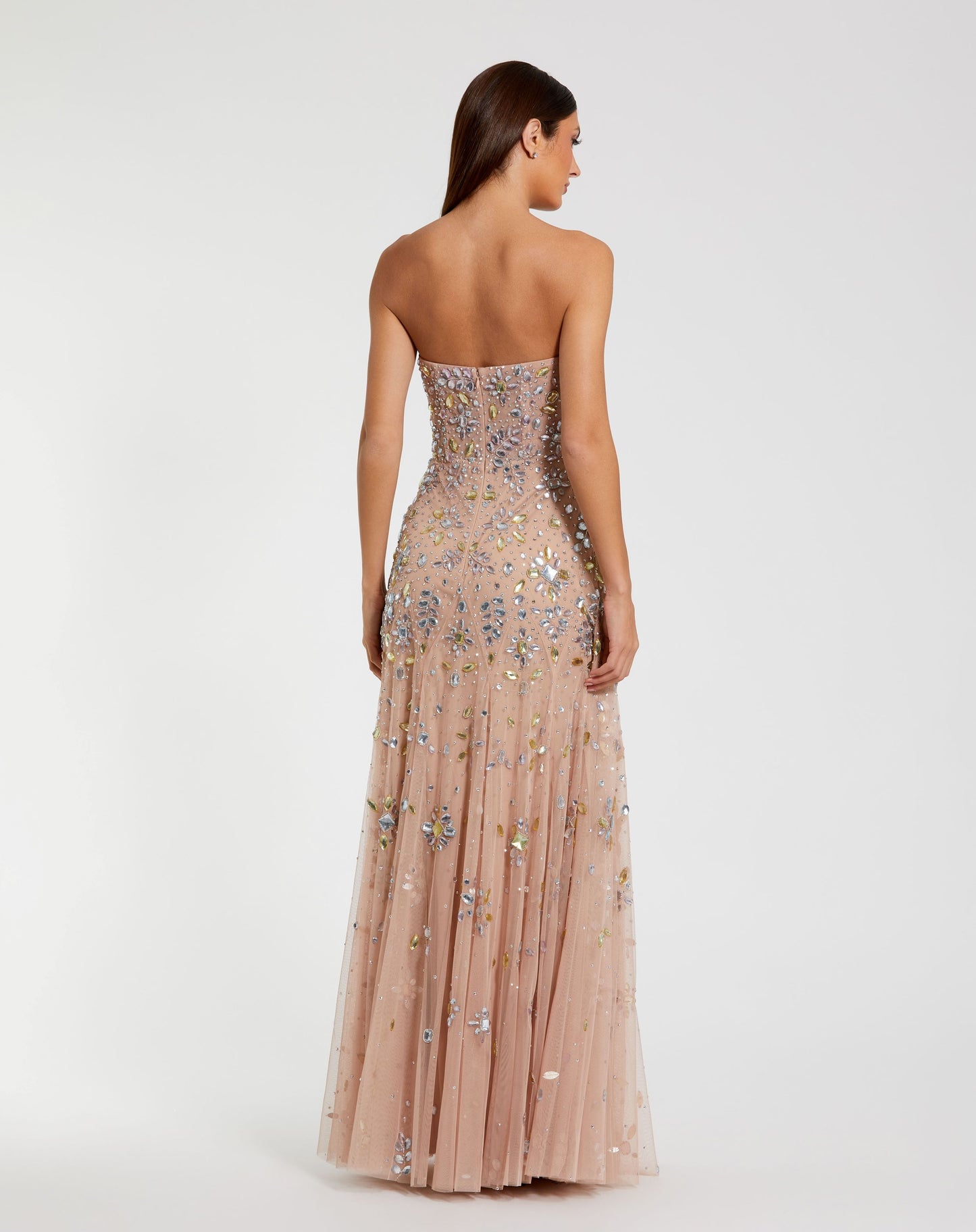 Strapless Sweetheart Embellished Net Gown