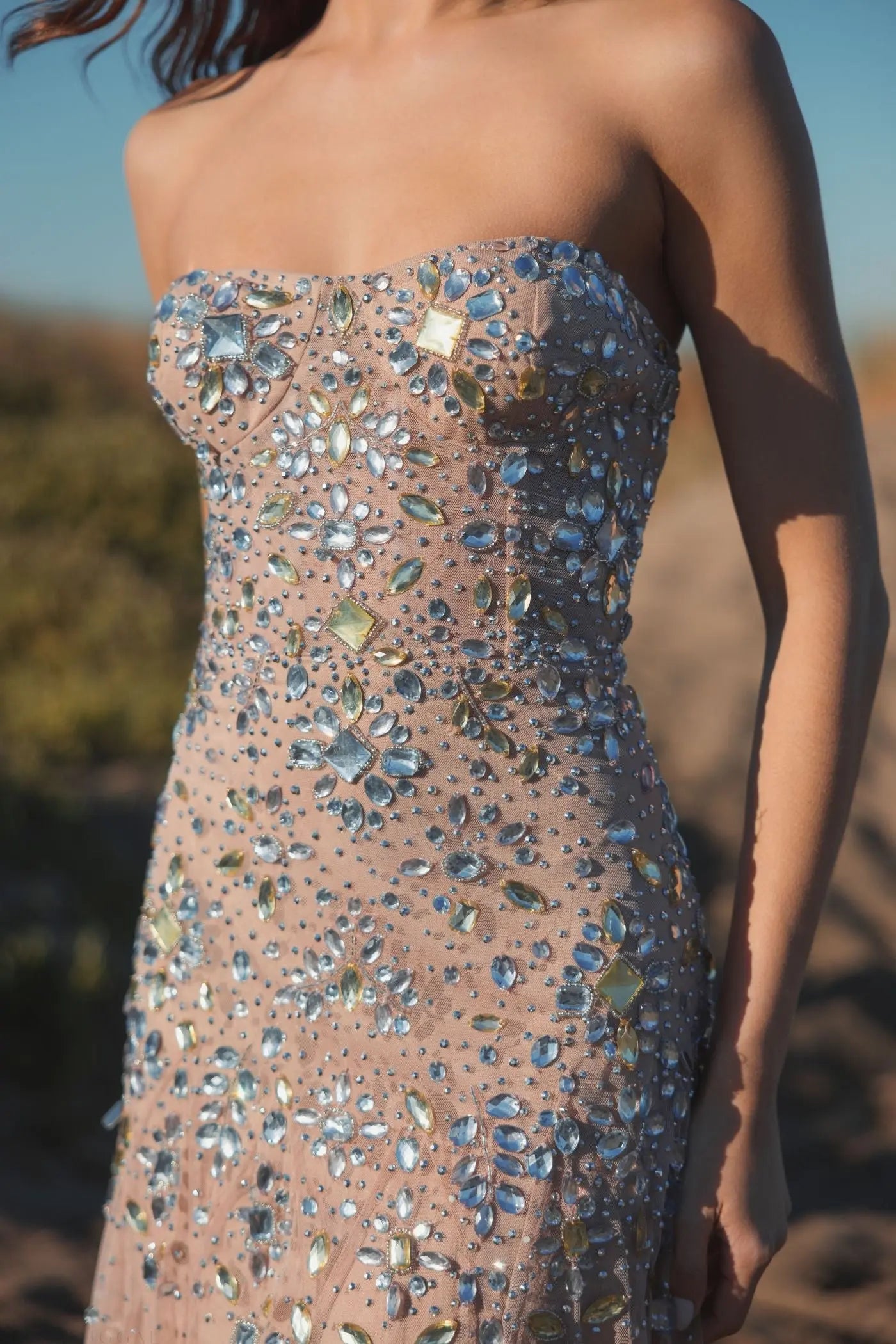 Pink Strapless Sweetheart Embellished Net Gown - Mac Duggal