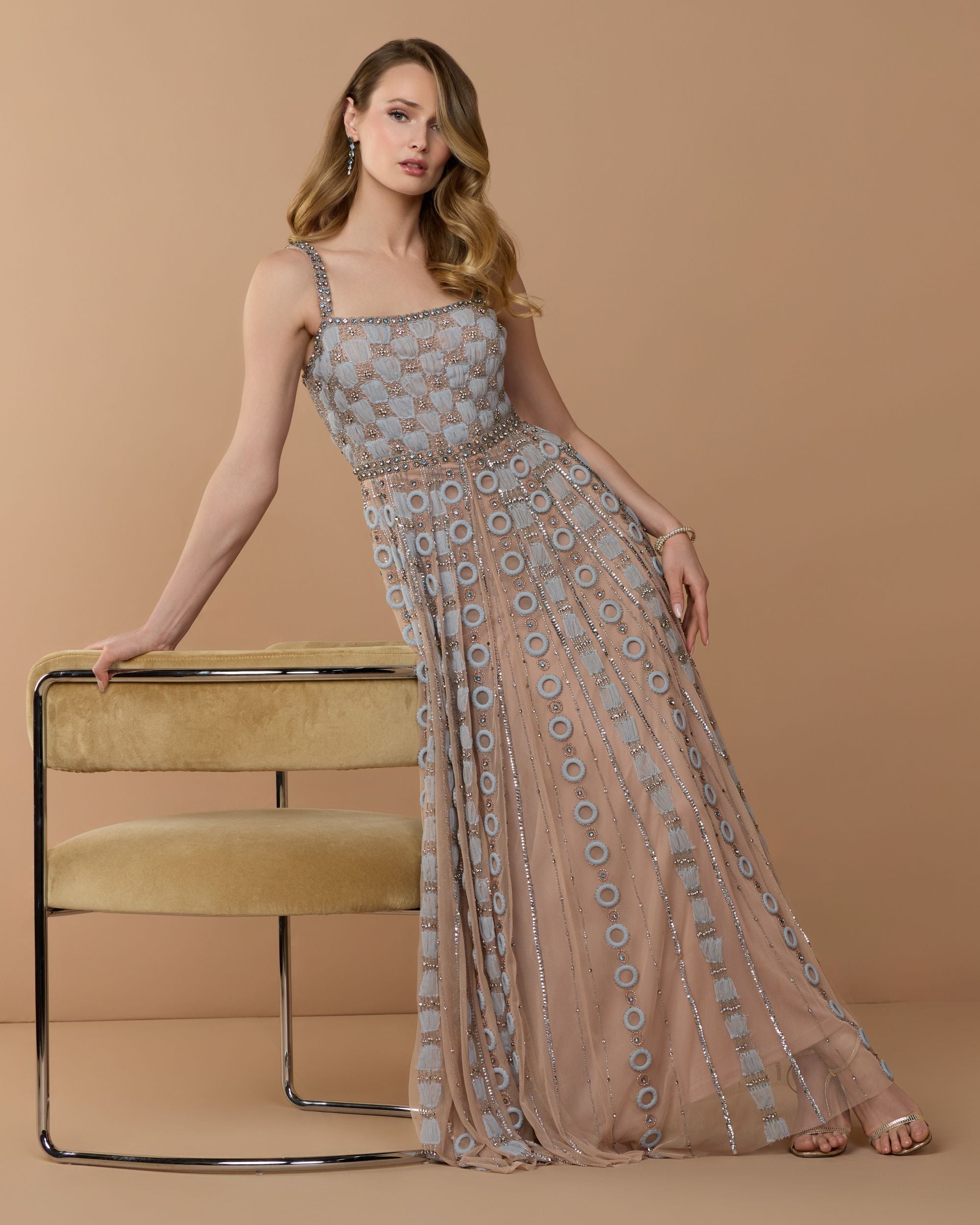 Sleeveless Embellished A-line Gown
