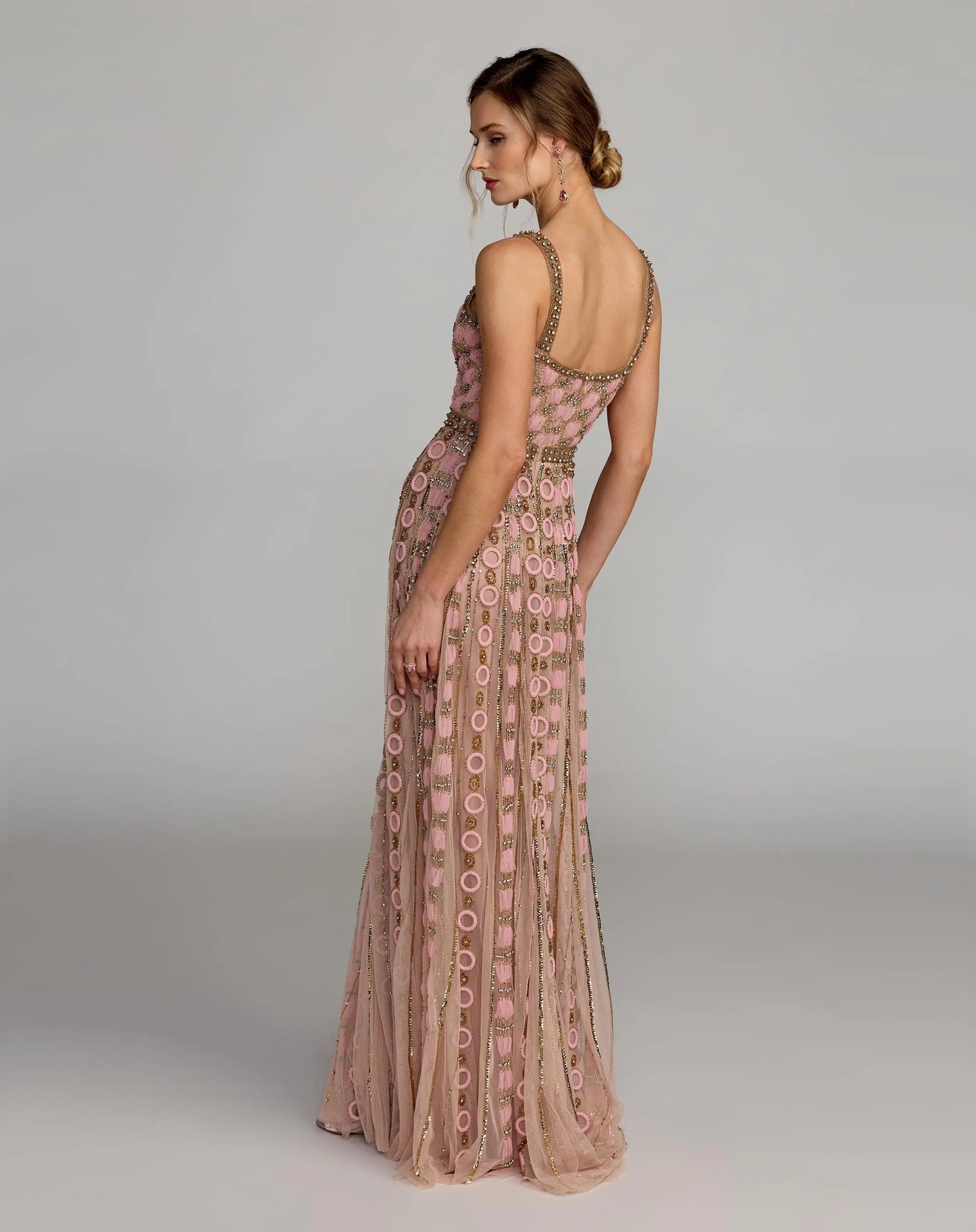 Pink Sleeveless Embellished A-line Gown - Mac Duggal