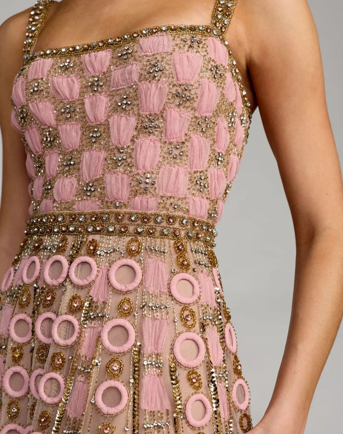 Pink Sleeveless Embellished A-line Gown - Mac Duggal