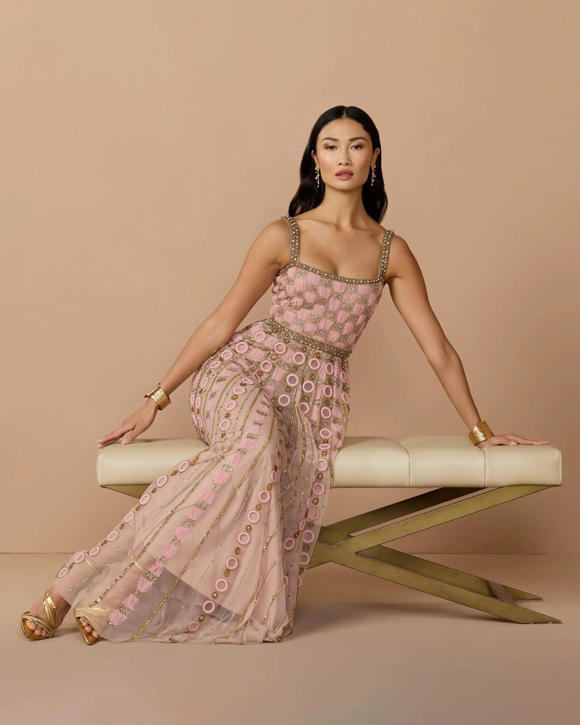 Pink Sleeveless Embellished A-line Gown - Mac Duggal