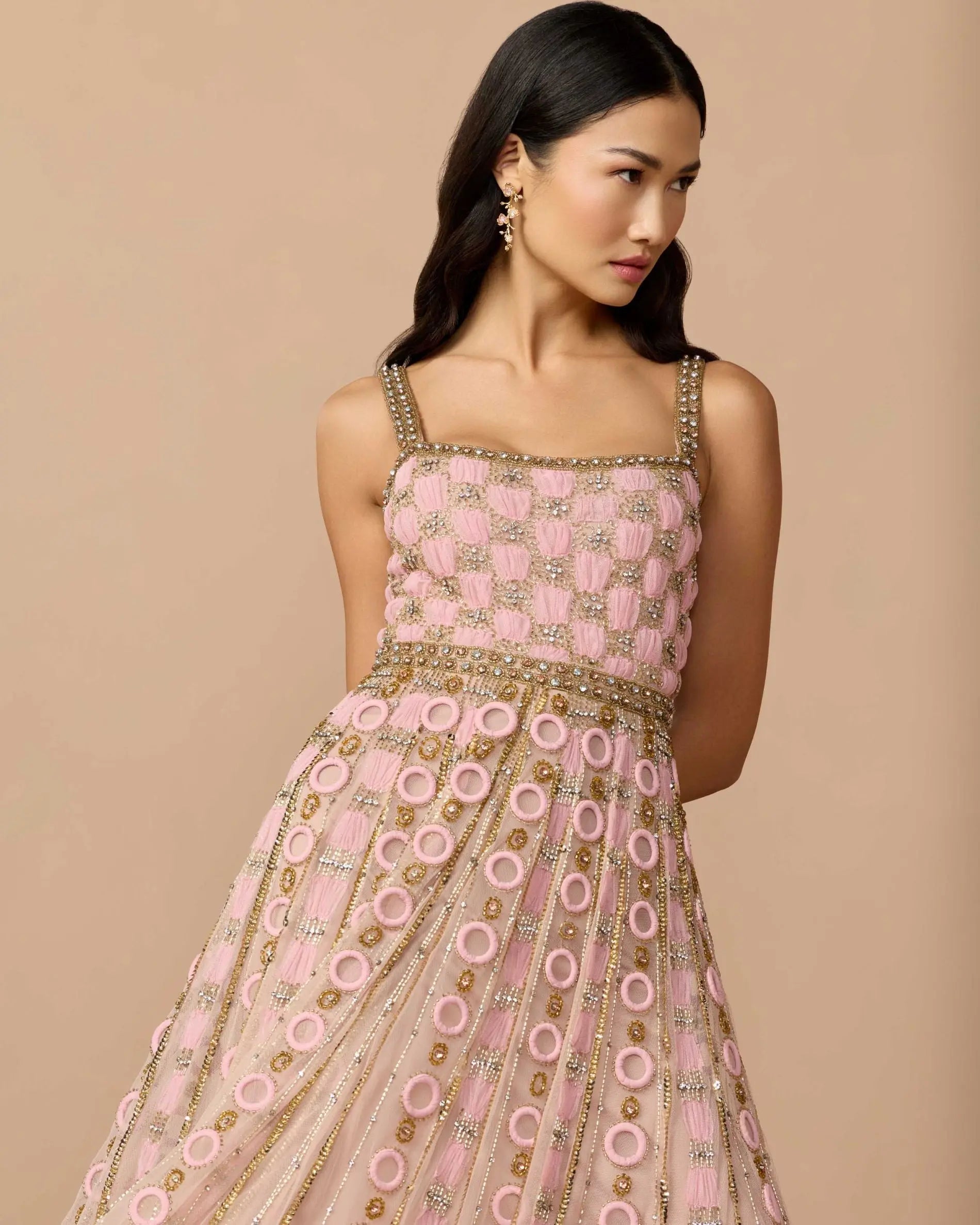 Pink Sleeveless Embellished A-line Gown | Mac Duggal Pink Sleeveless Embellished A-line Gown | Mac Duggal