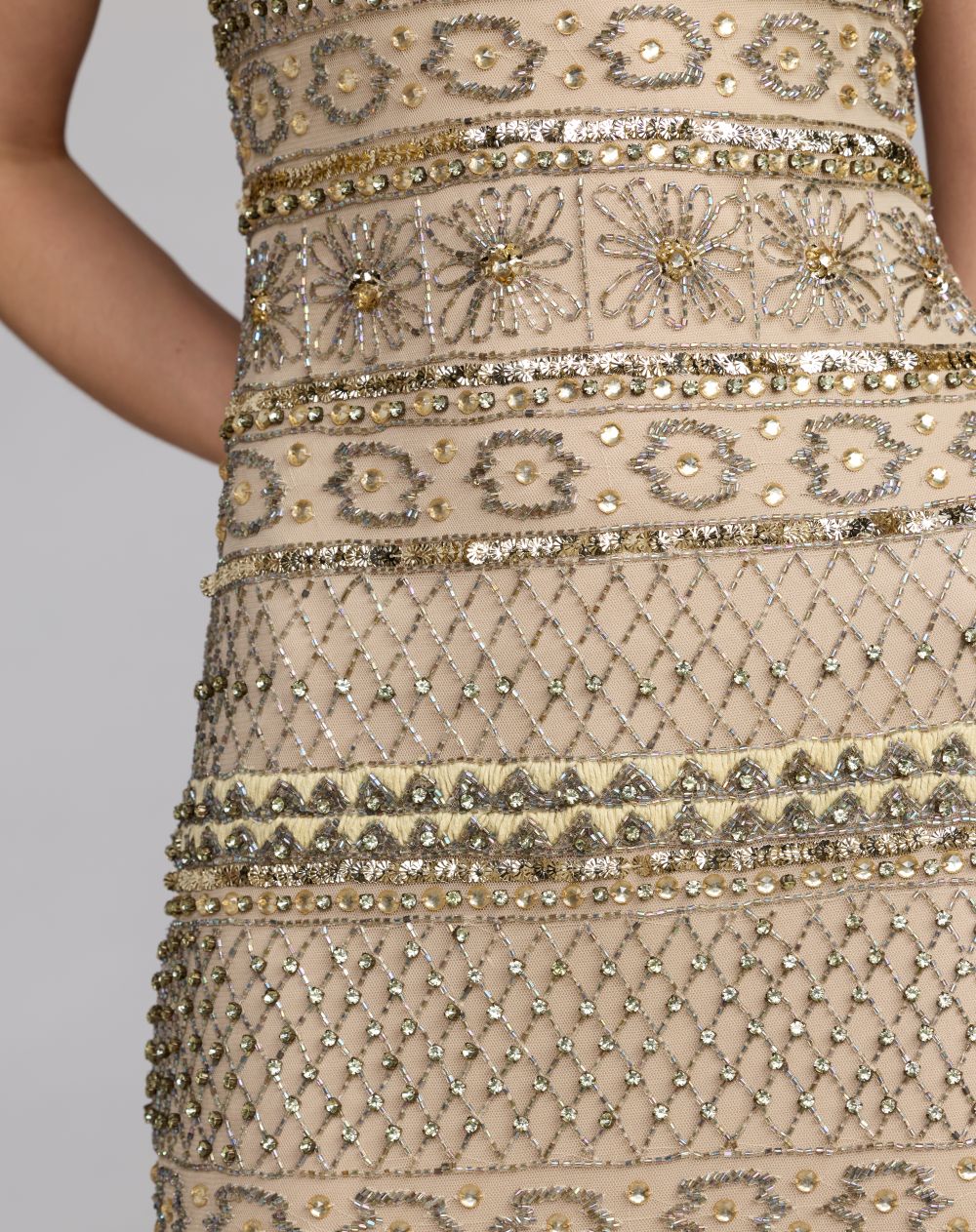 Gold Sleeveless Square Neck Beaded Gown - Mac Duggal