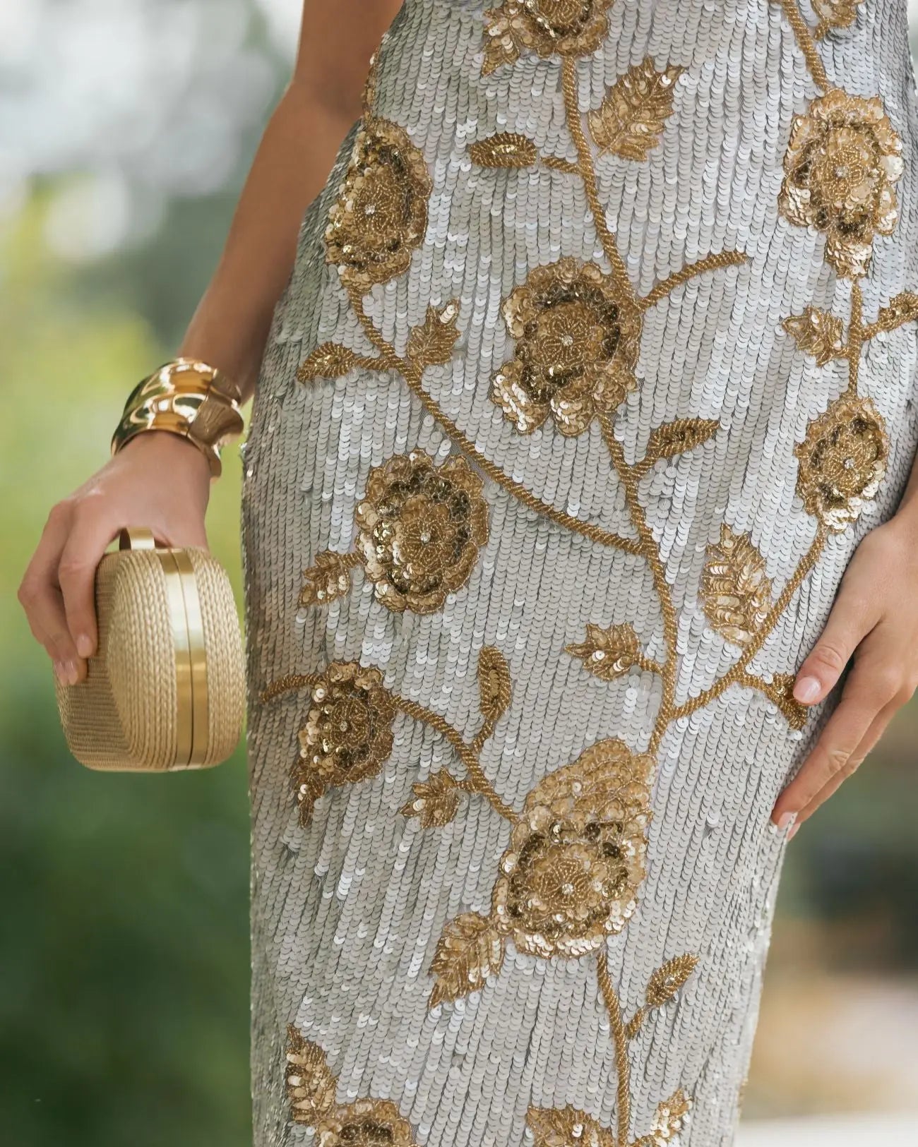 gold and silver sequin dress Nadine Merabi Celina Gold Dress XS