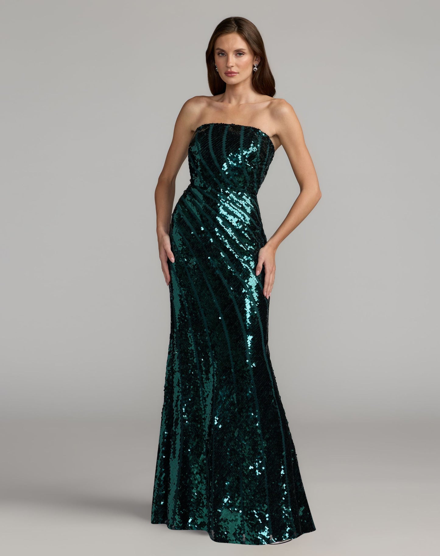 Green Strapless Sequin Trumpet Gown - Mac Duggal