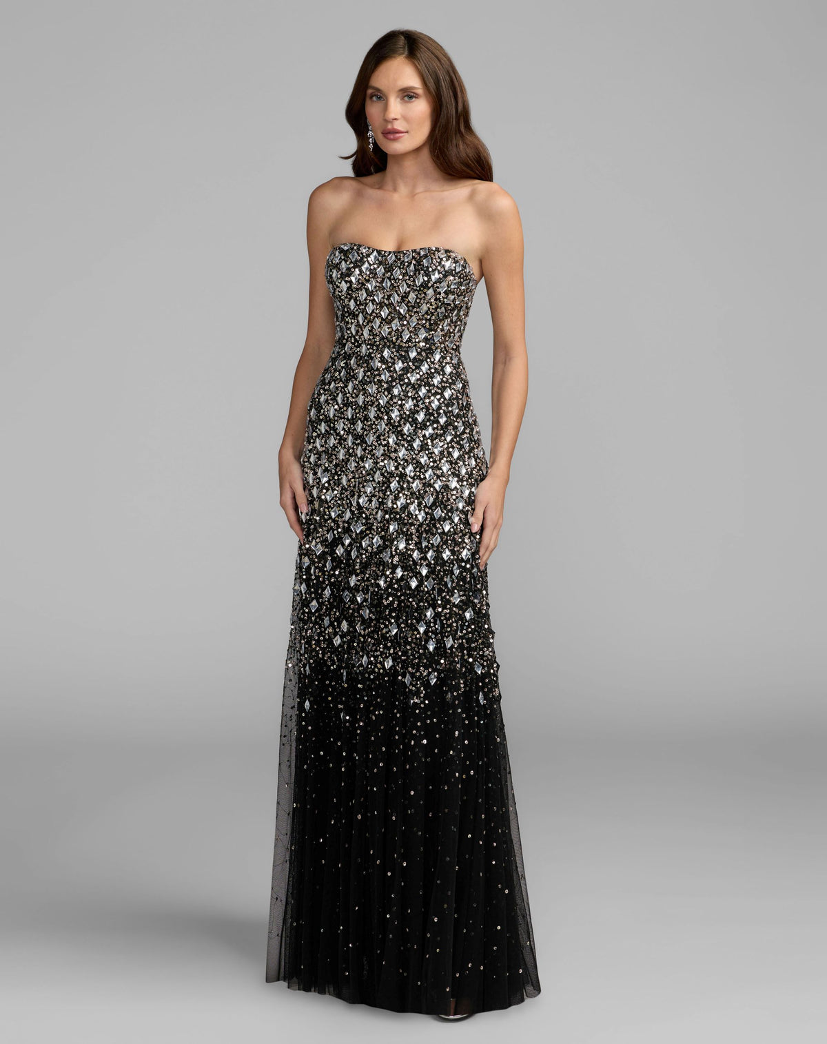 Black Strapless Sweetheart Embellished A-Line Gown - Mac Duggal