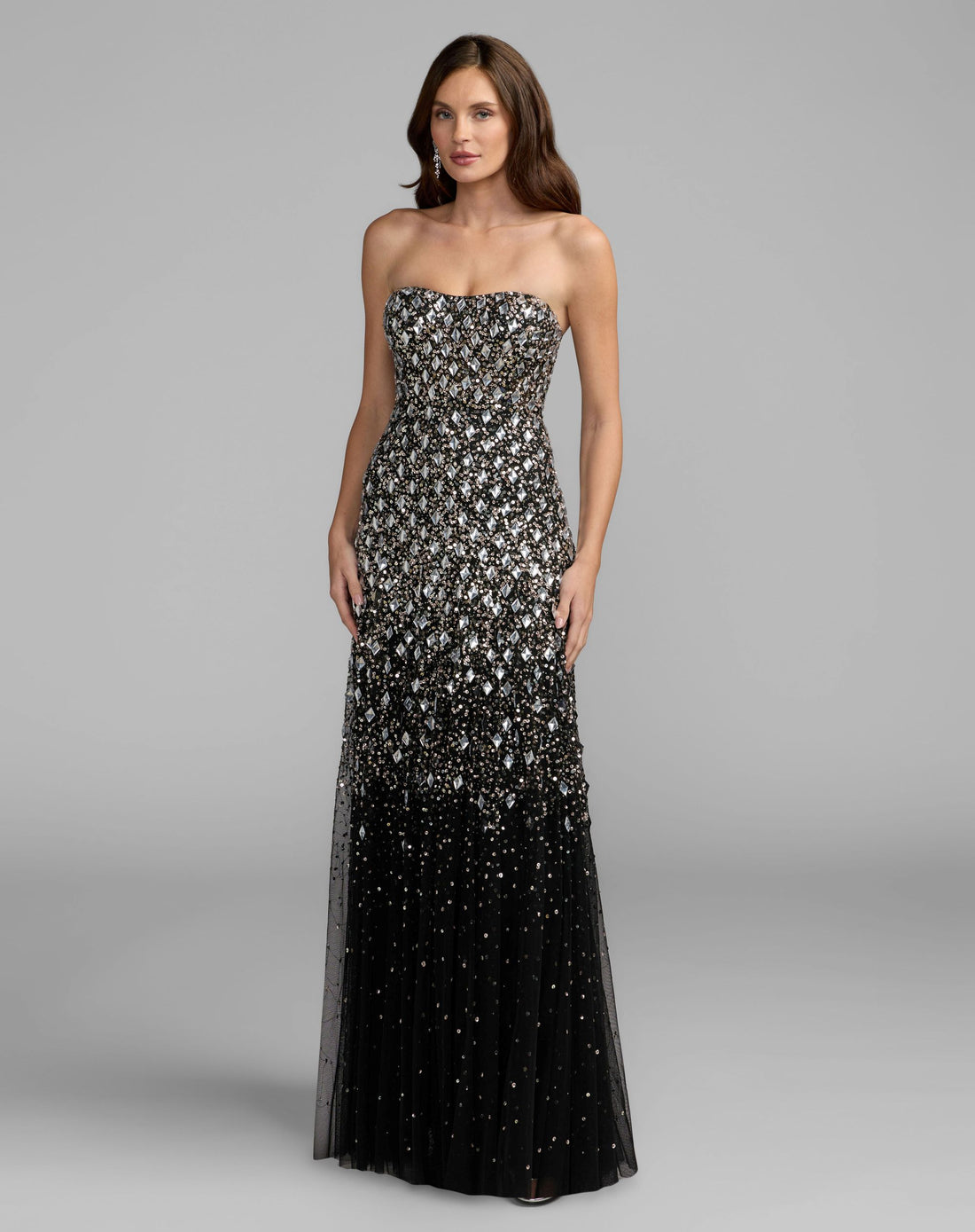 Black Strapless Sweetheart Embellished A-Line Gown - Mac Duggal