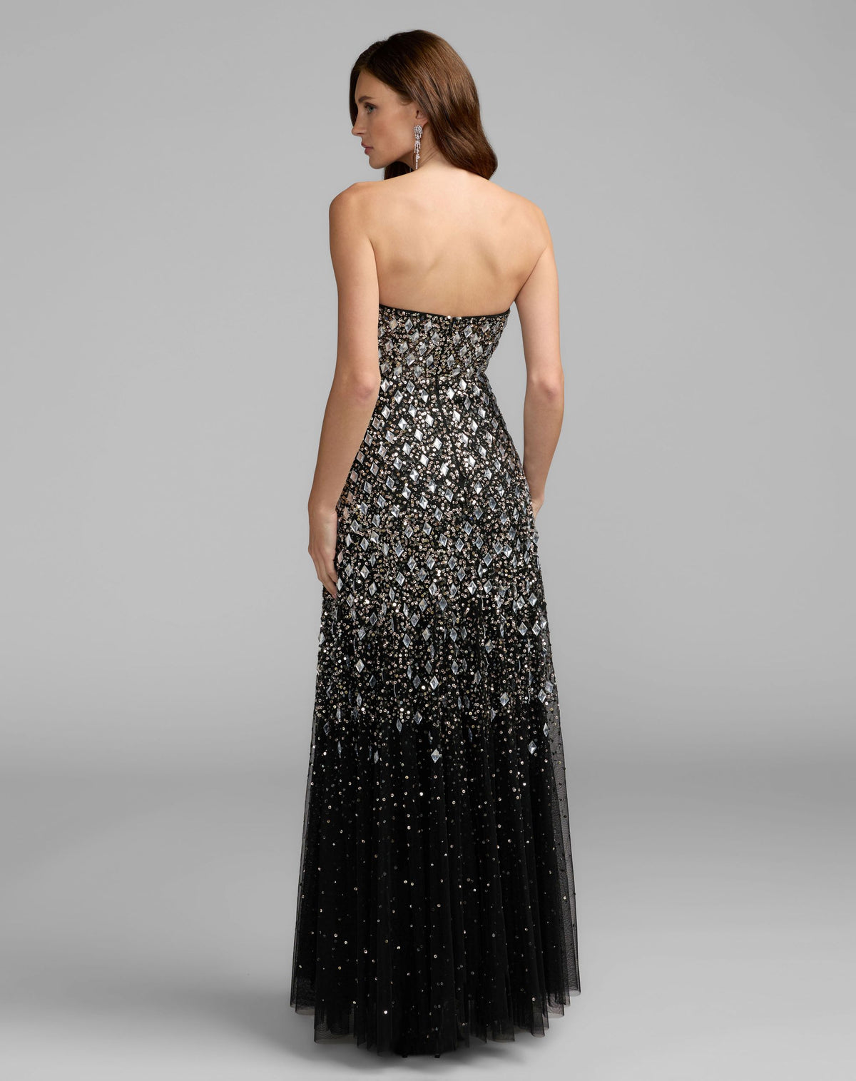 Black Strapless Sweetheart Embellished A-Line Gown - Mac Duggal