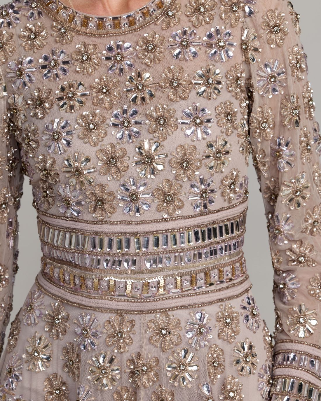 Purple Embellished Long Sleeve A-Line Gown - Mac Duggal
