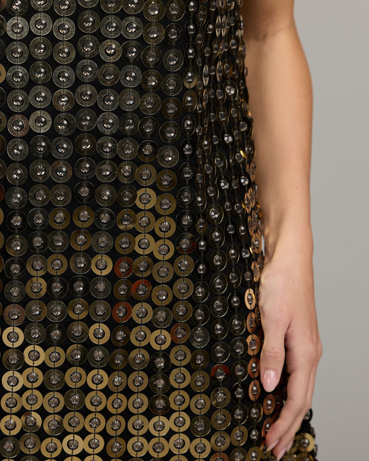Black Metallic Embellished Mini Dress Mac Duggal