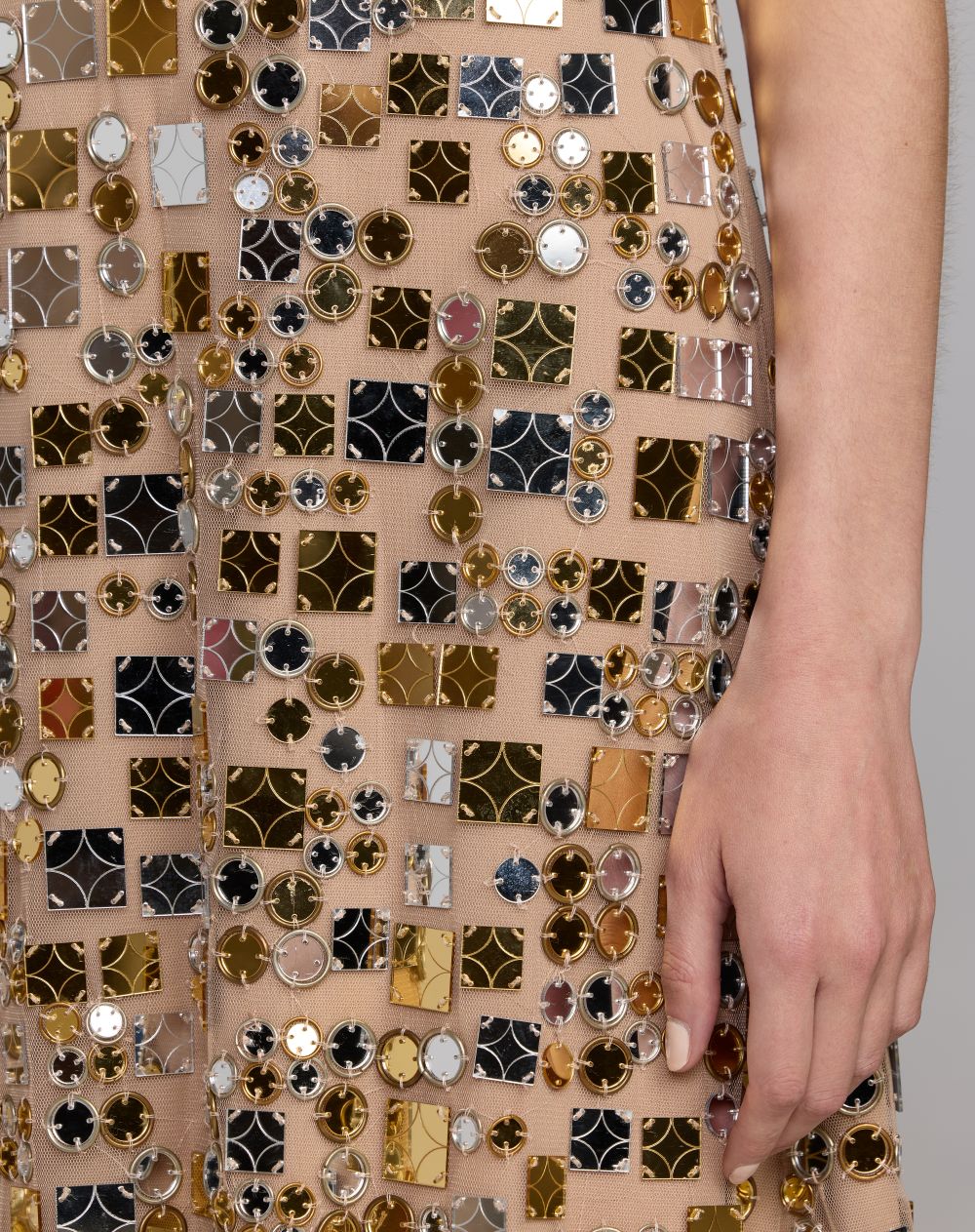 Gold Geometric Embellished Sleeveless Mini Dress - Mac Duggal