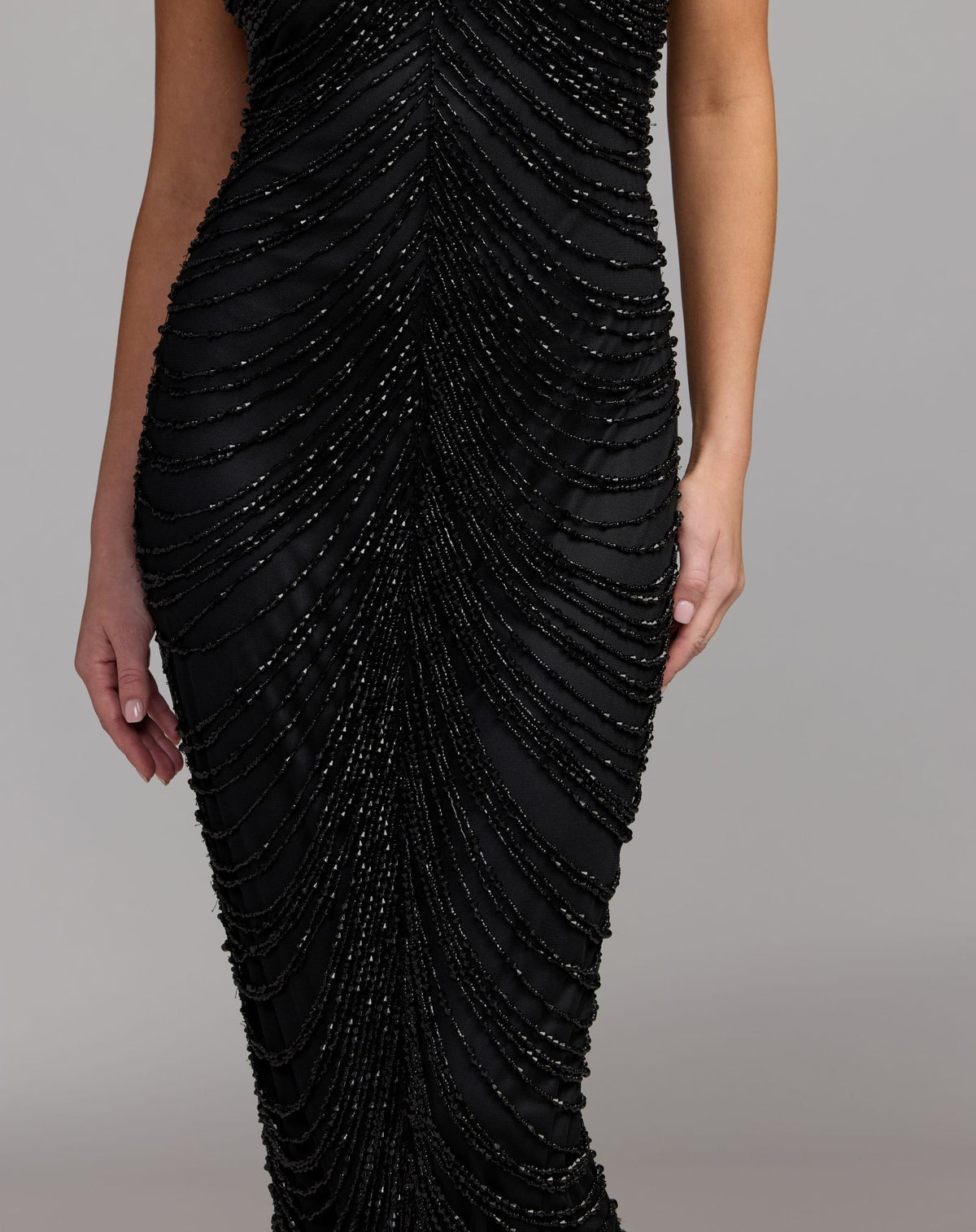 Black Halter Neck Embellished Maxi Dress - Mac Duggal