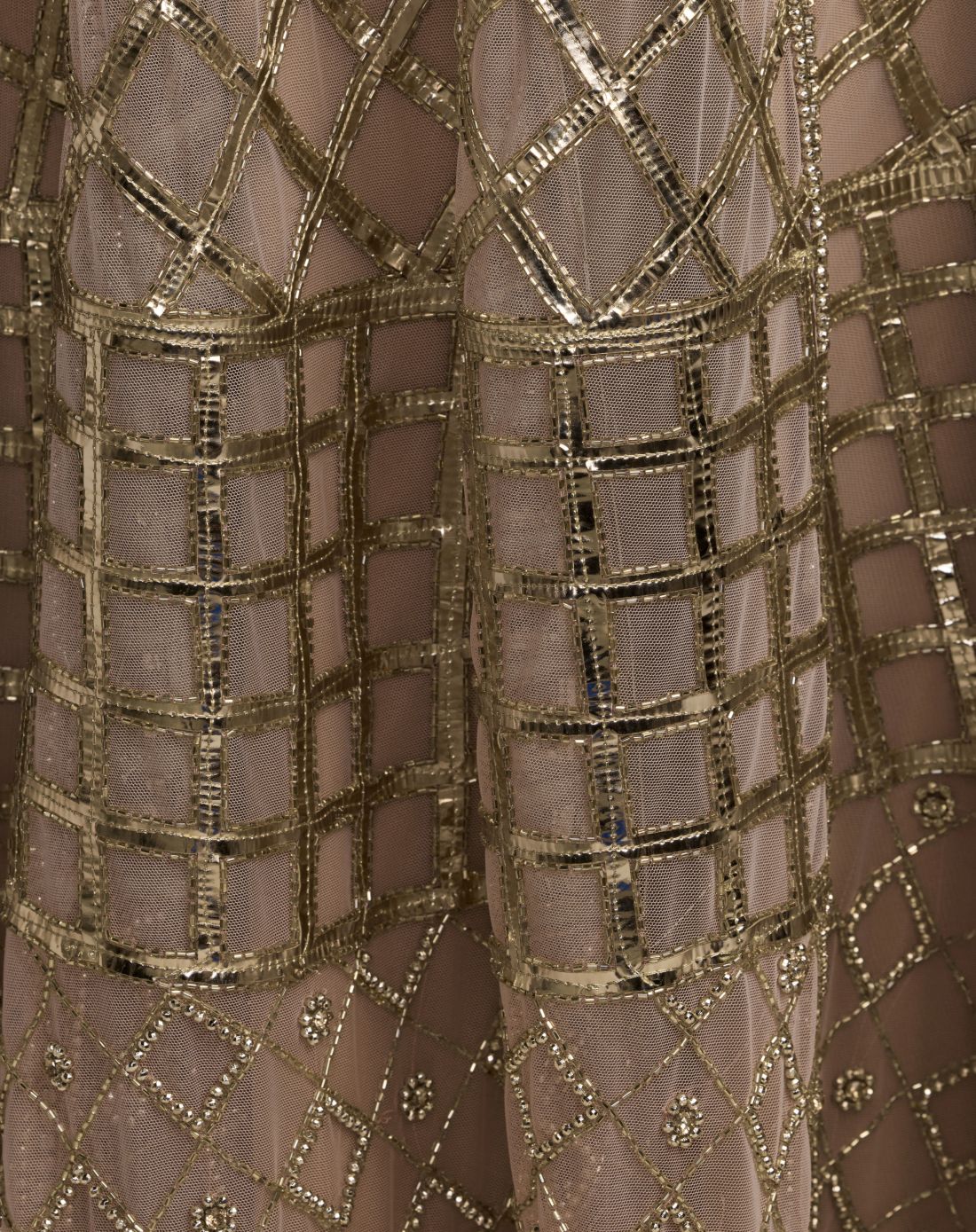 Gold Hand Embellished Geometric Sleeveless Dress - Mac Duggal