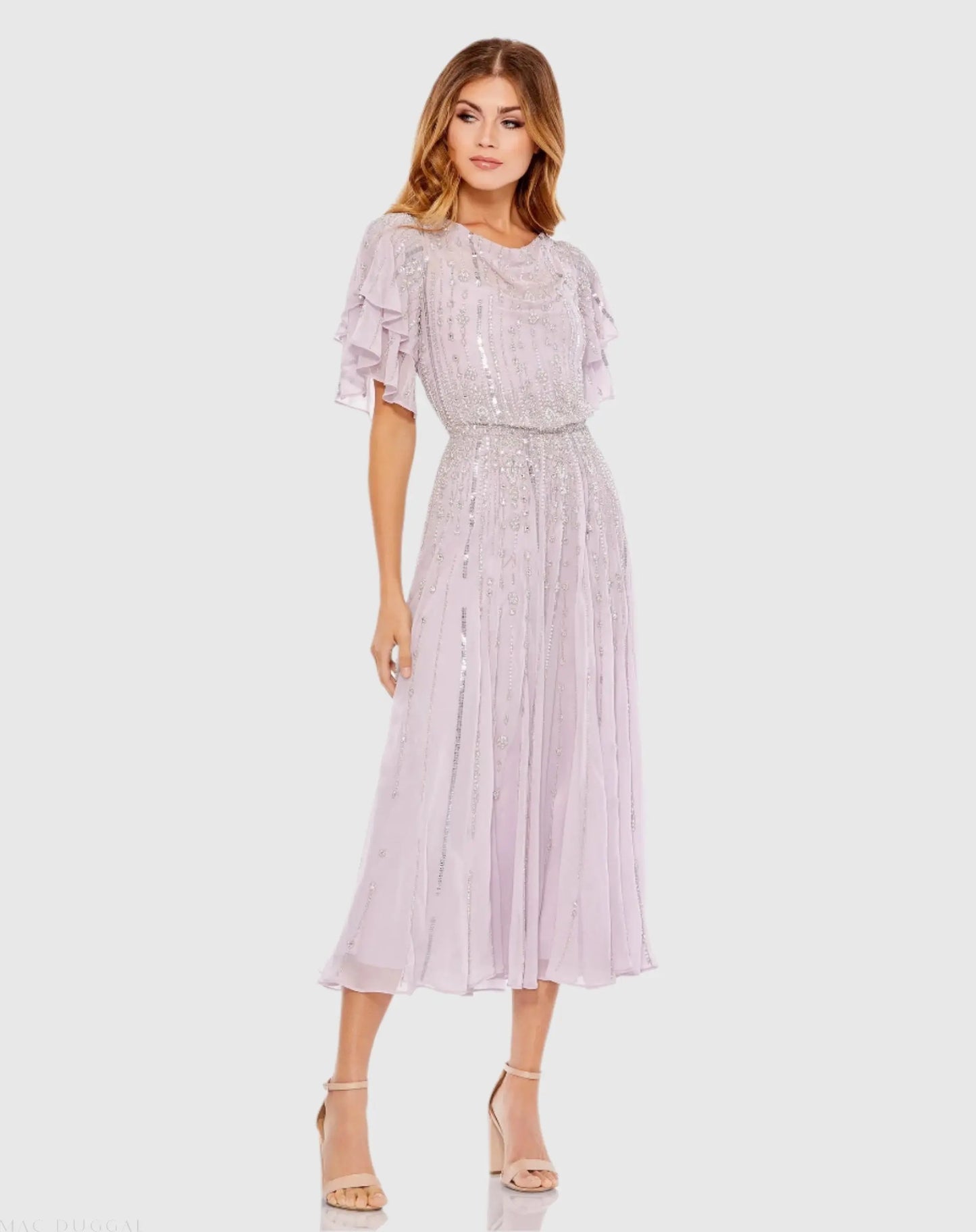 purple puff sleeve midi dress Puff Sleeves Button Up Satin Midi Dress in Lilac purple M