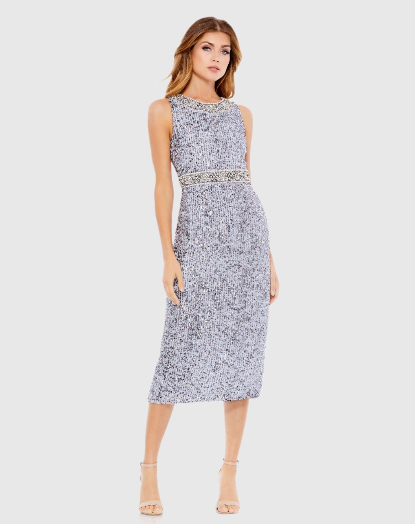 Embellished Sleeveless High Neck Midi Dress - FINAL SALE