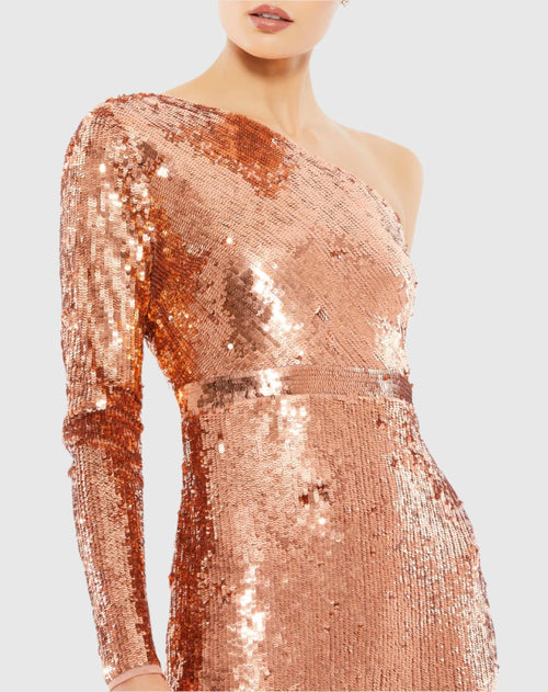 Robe colonne à une manche à paillettes