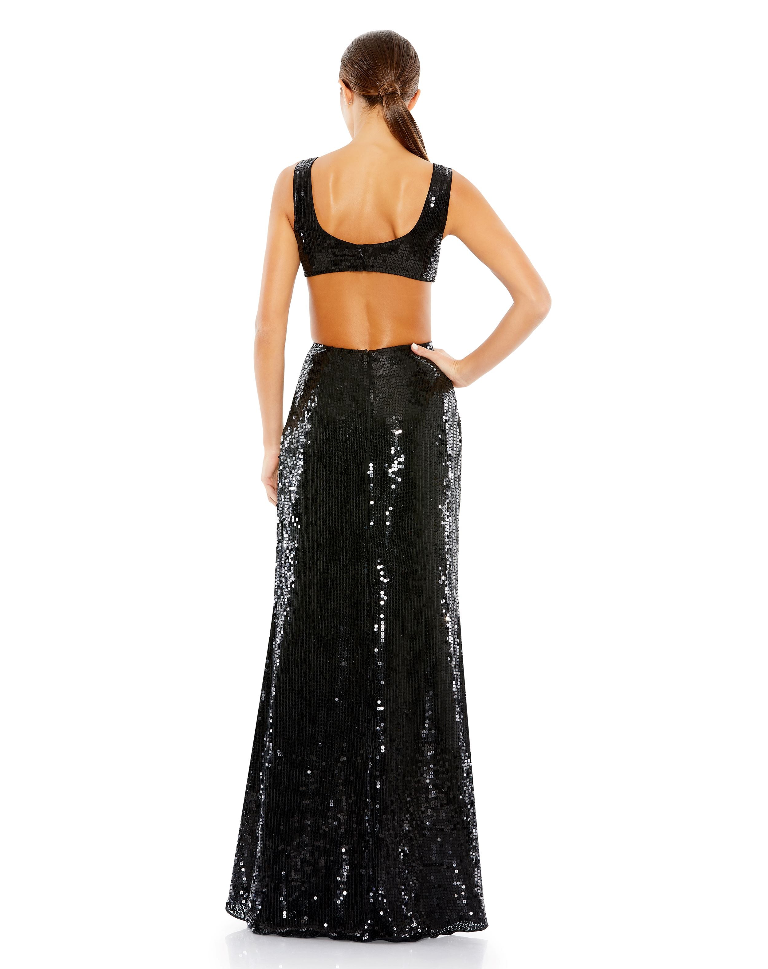 Sequined Cut Out Plunge Neck Gown | Sample | Sz. 2