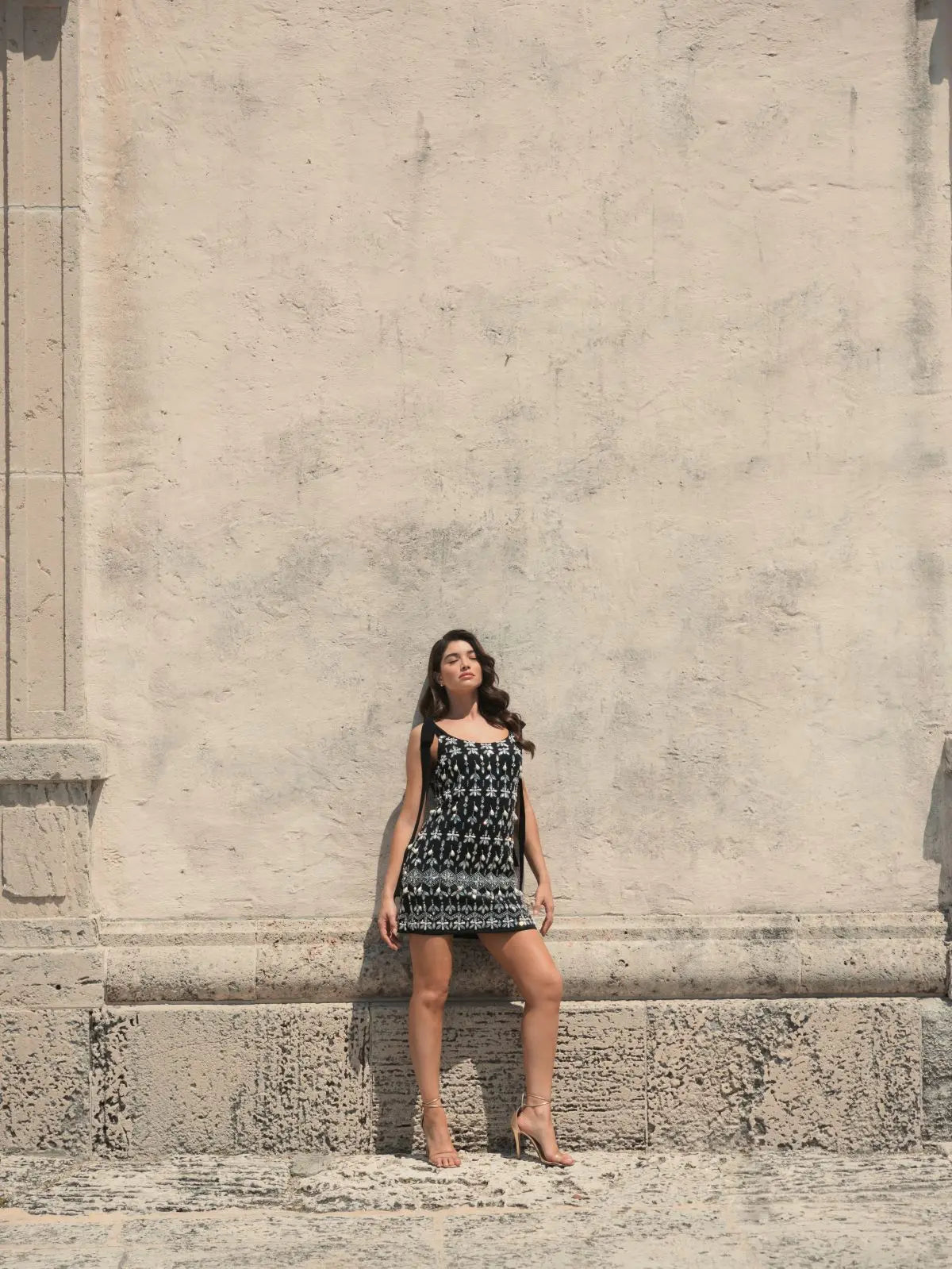 Black Jewel Encrusted Soft Tie Sleeveless Dress - Mac Duggal