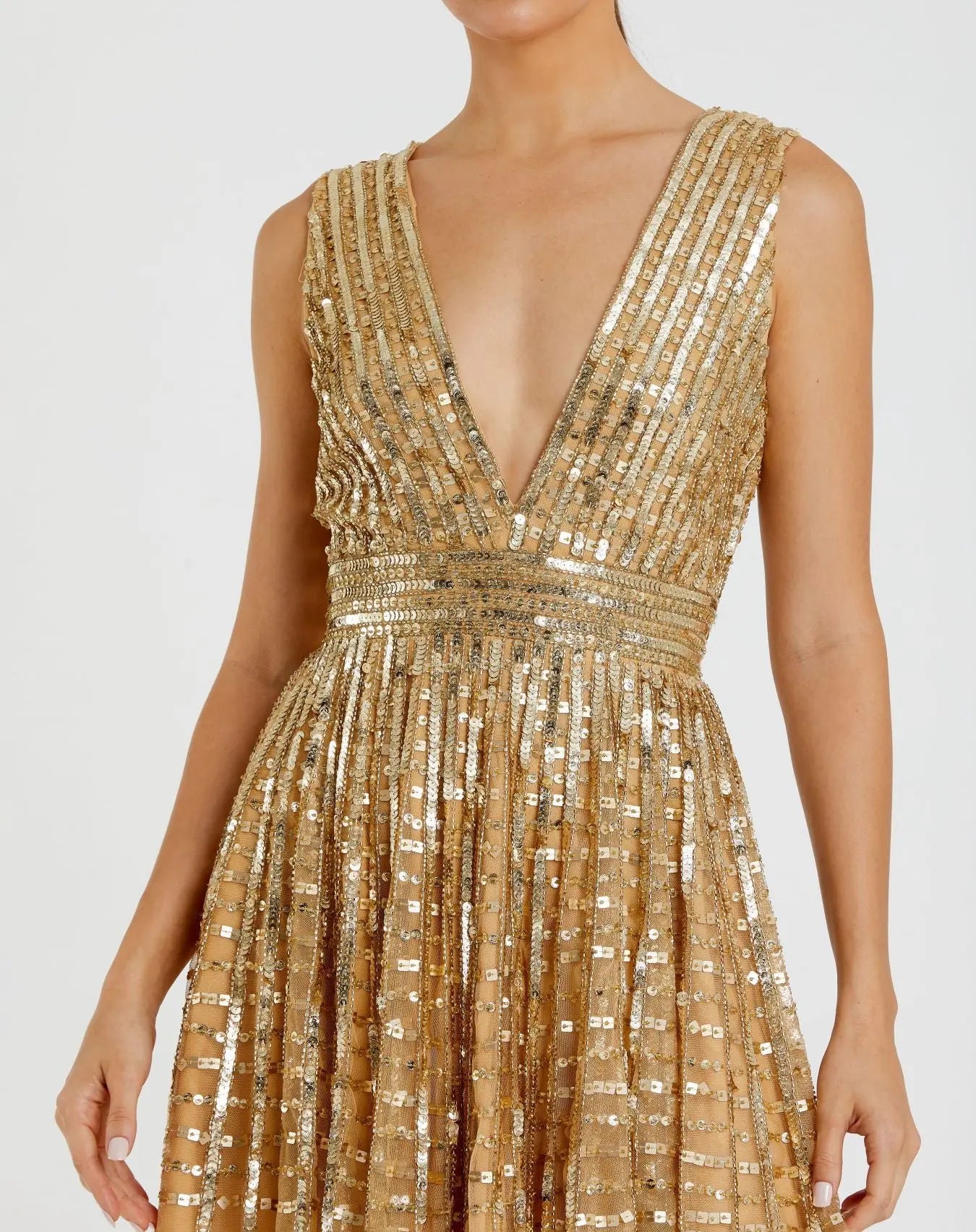 mac duggal gold sequin dress Floral Embellished Strapless Column creating a captivating look Mac Duggal | Dresses |