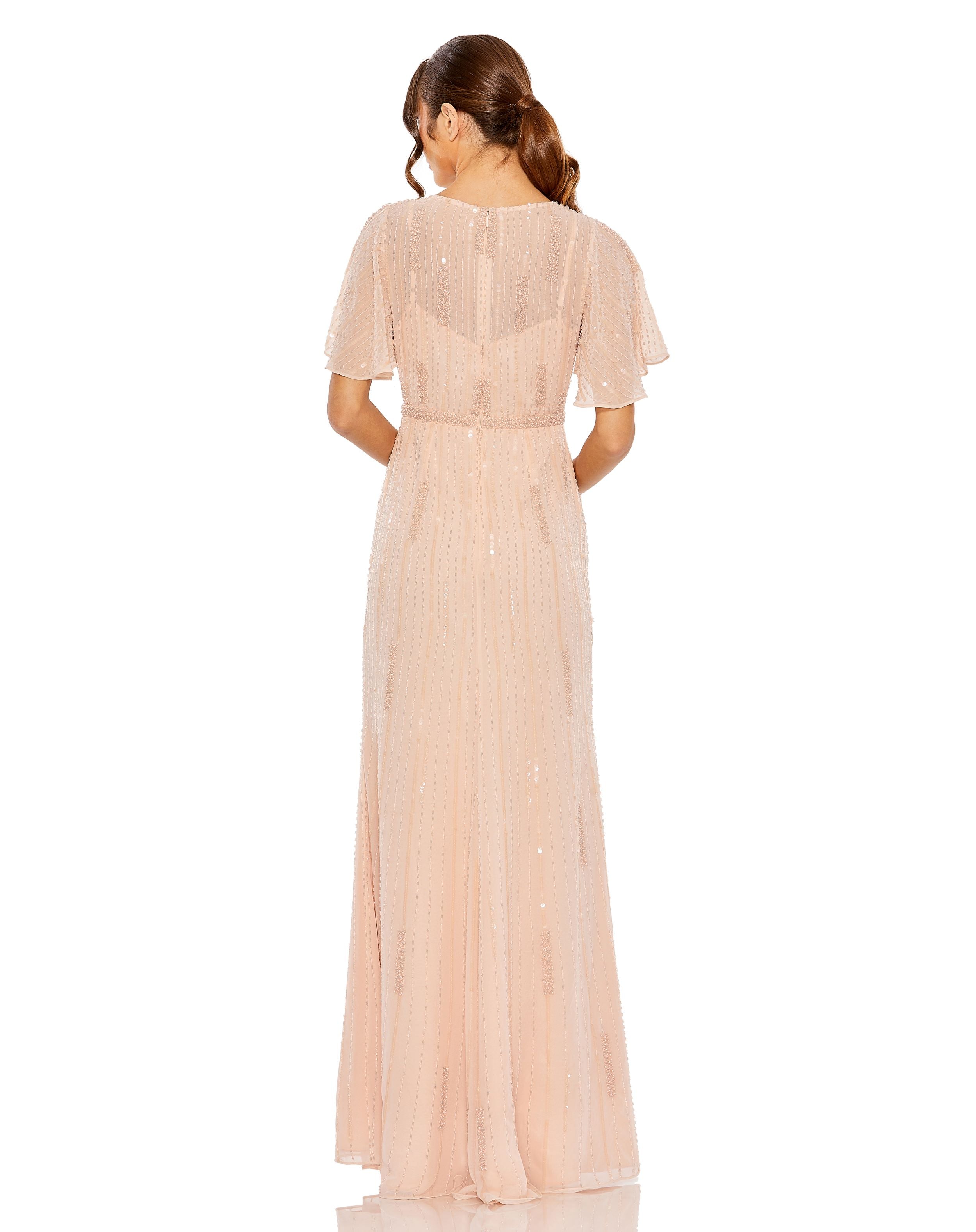 Bridesmaid Hand Embellished Long Sleeve Maxi Dress