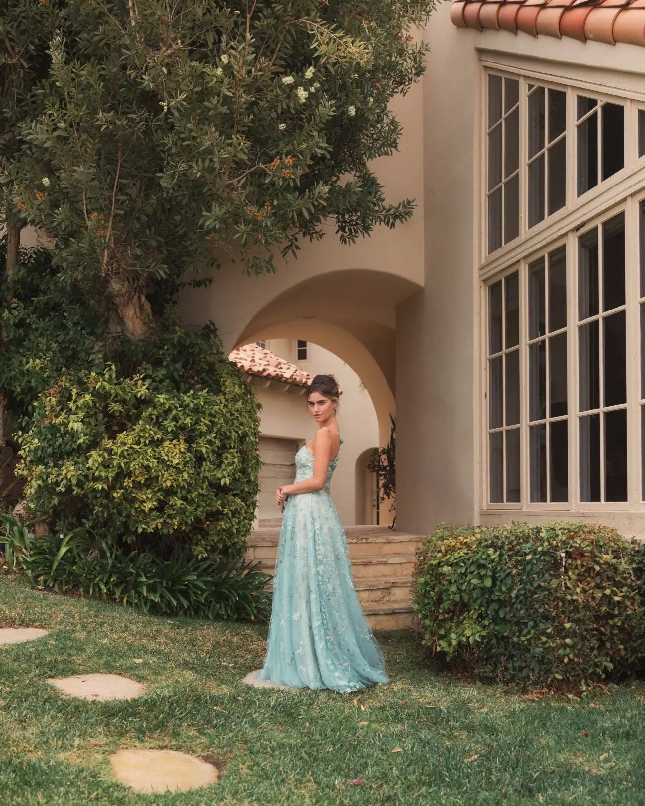 Green Embellished Bow One Shoulder A Line Gown - Mac Duggal