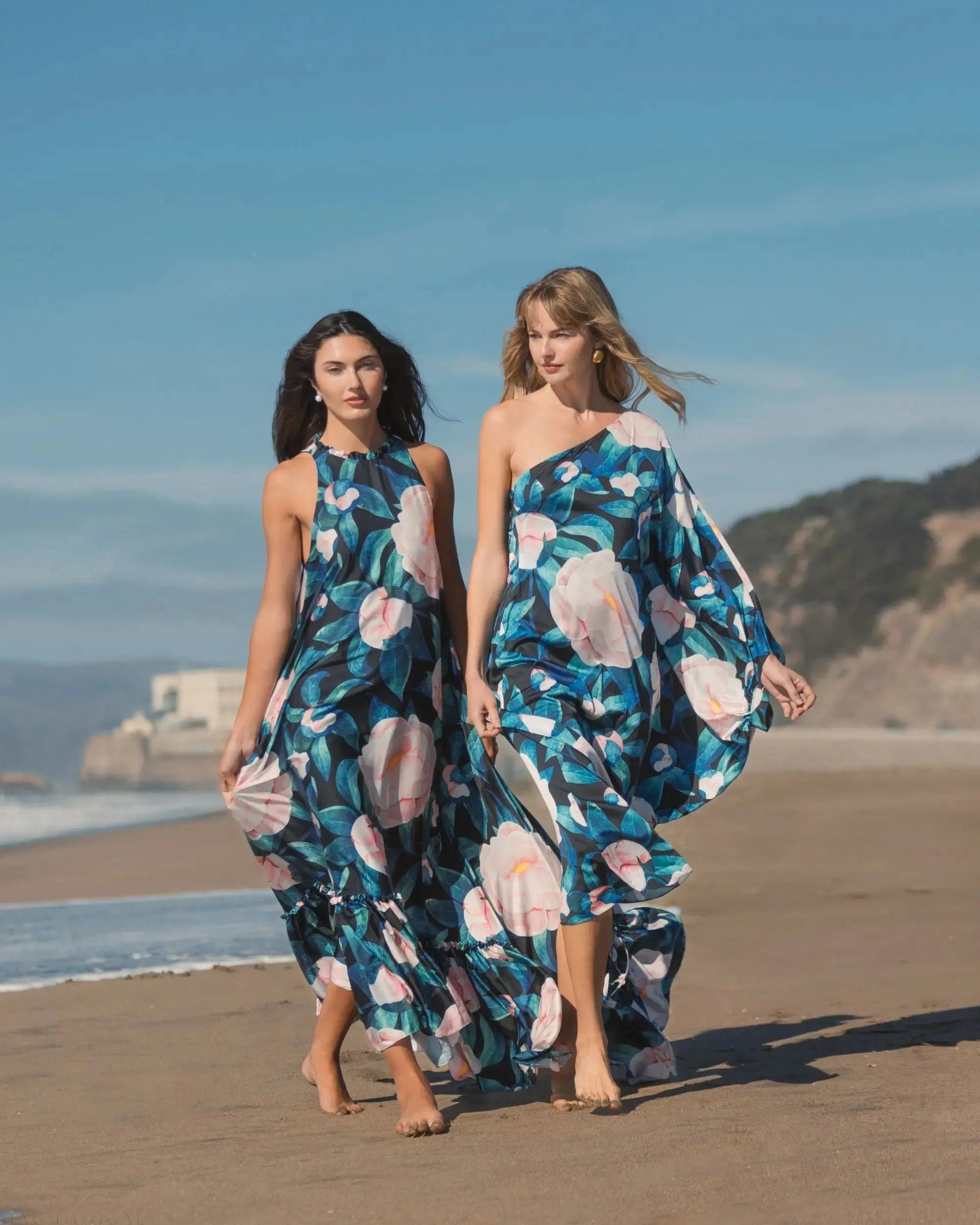 Multicolor High Neck Floral Babydoll Long Dress - Mac Duggal