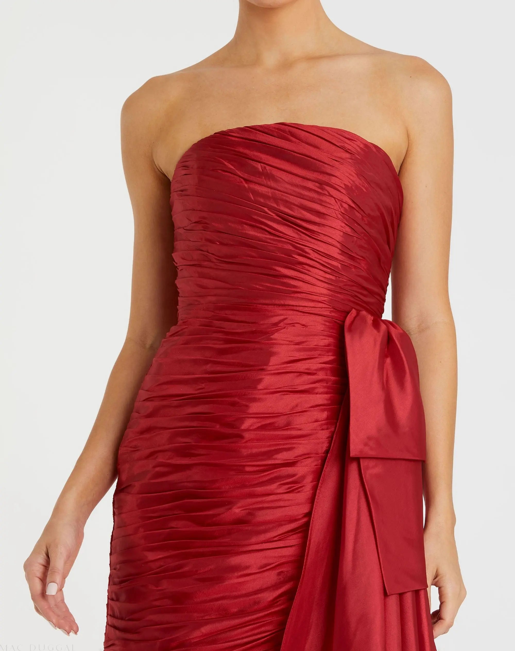 Red Strapless Ruched Mini Dress - Ieena for Mac Duggal