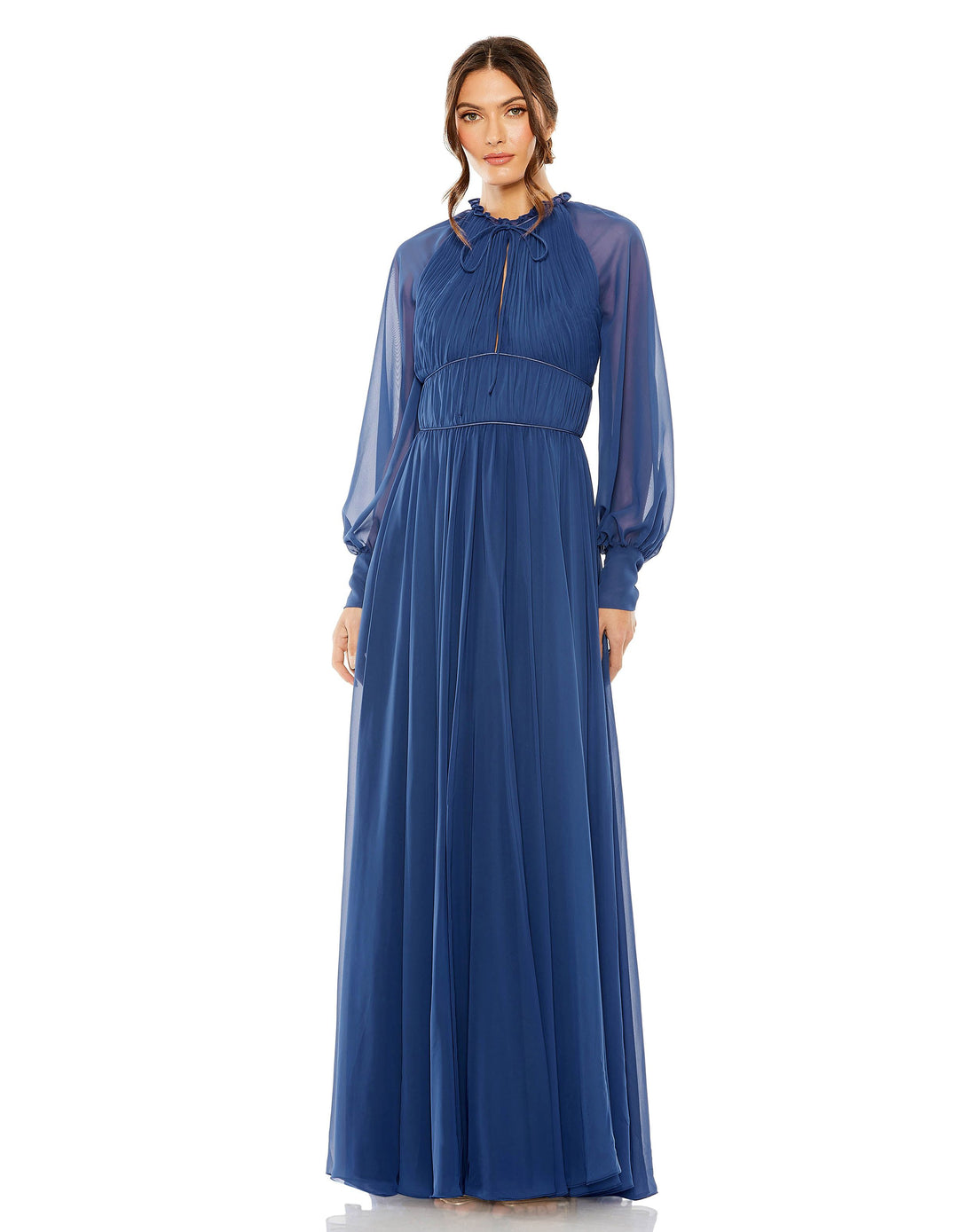 Long Sleeve Keyhold Neck Constructed Waist Gown | Sample | Sz. 2