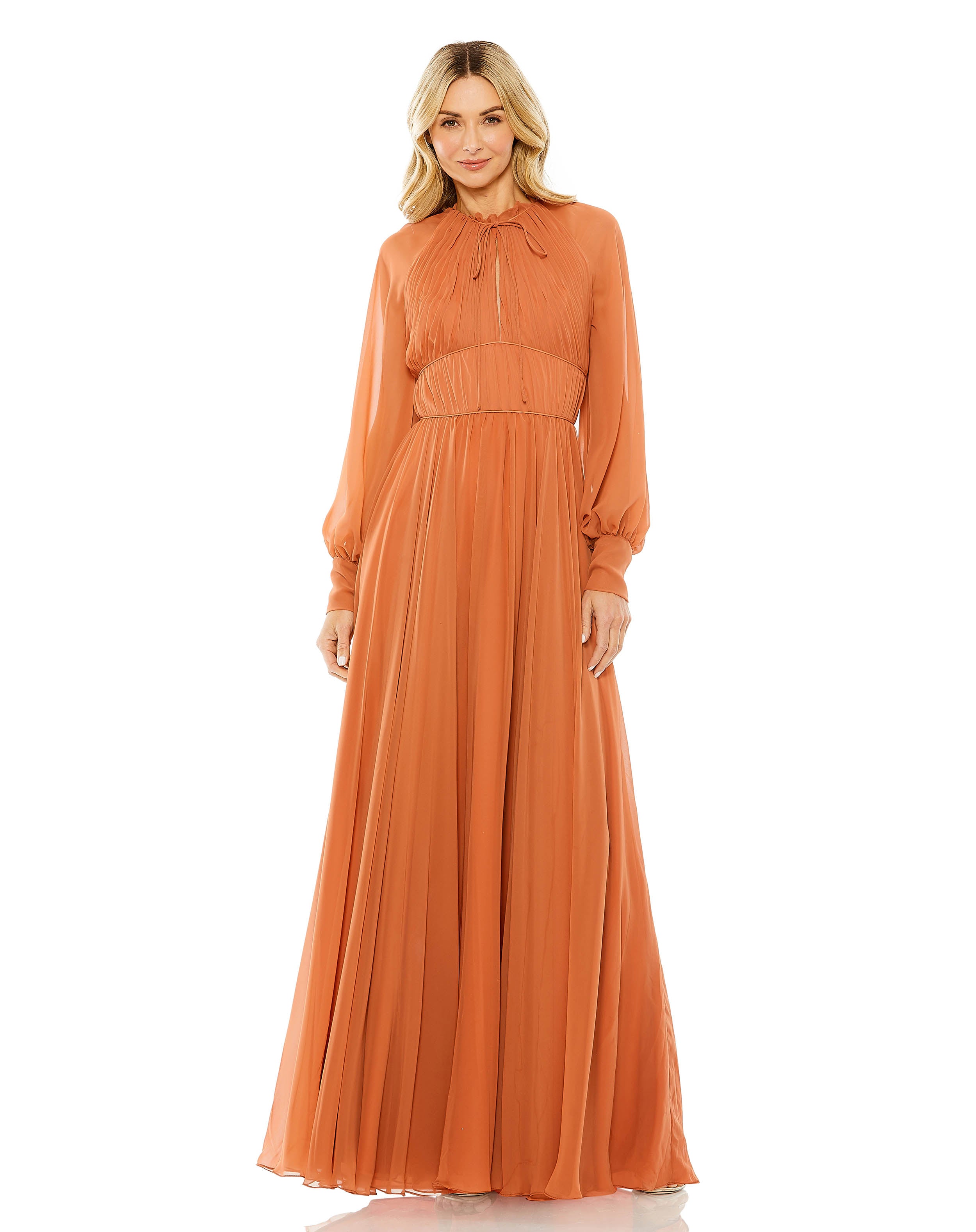 Long Sleeve Keyhold Neck Constructed Waist Gown | Sample | Sz. 2