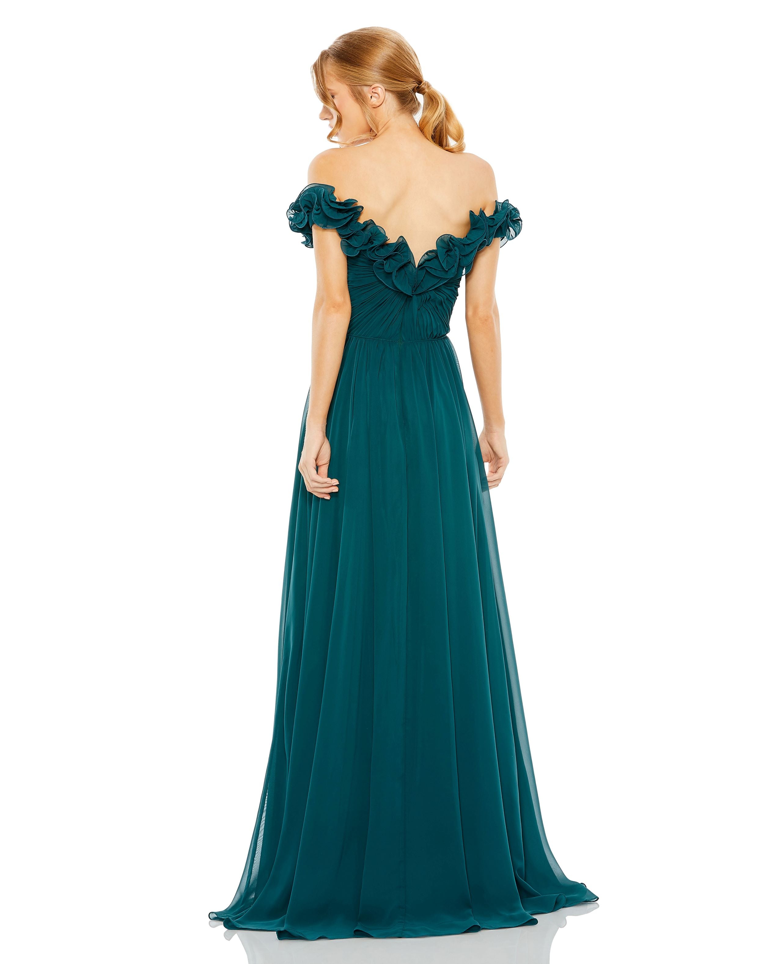 Ruched Off The Shoulder A Line Gown