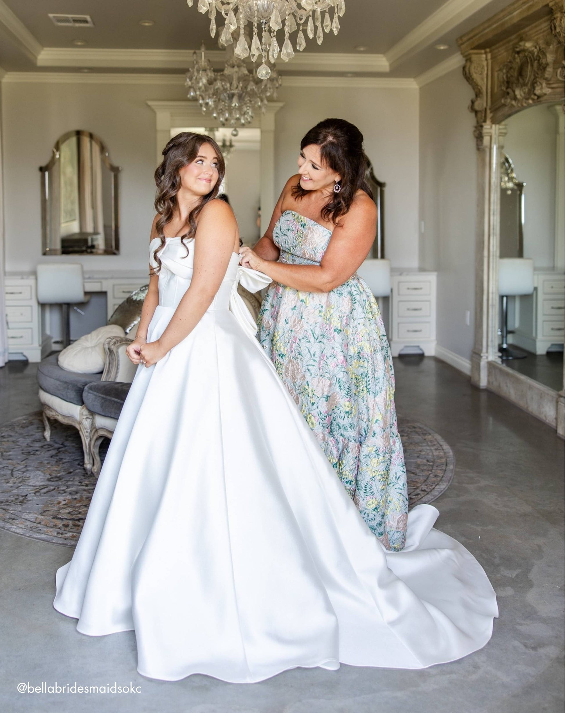 Multicolor Strapless Floral Brocade A-Line Mother of the Bride Gown - Mac Duggal