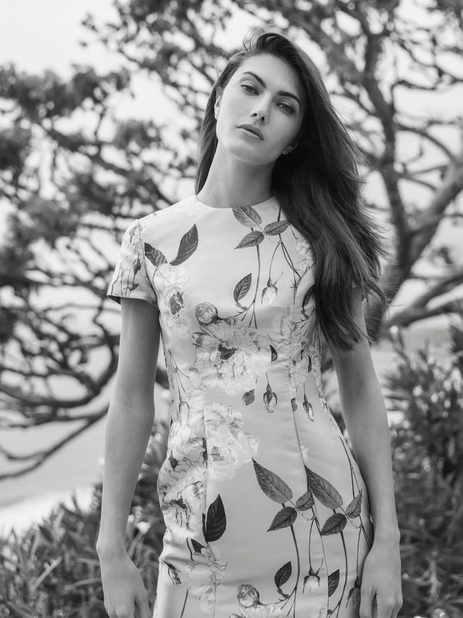 Blue Short Sleeve Fitted Floral Mini Dress - Ieena for Mac Duggal