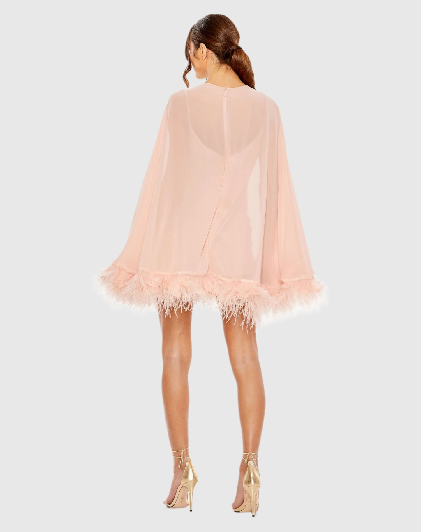 Trapeze Feather Trim Mini Dress