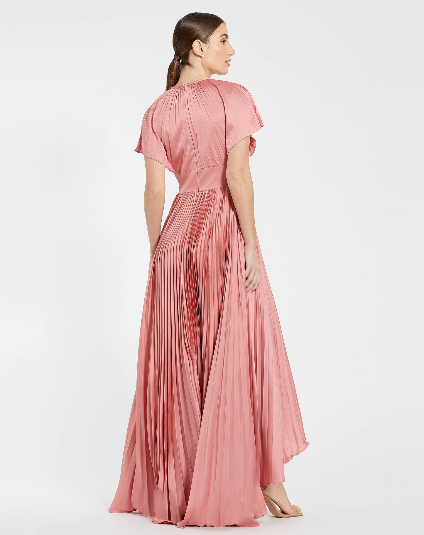 Front Cutout Pleated High Low Dress