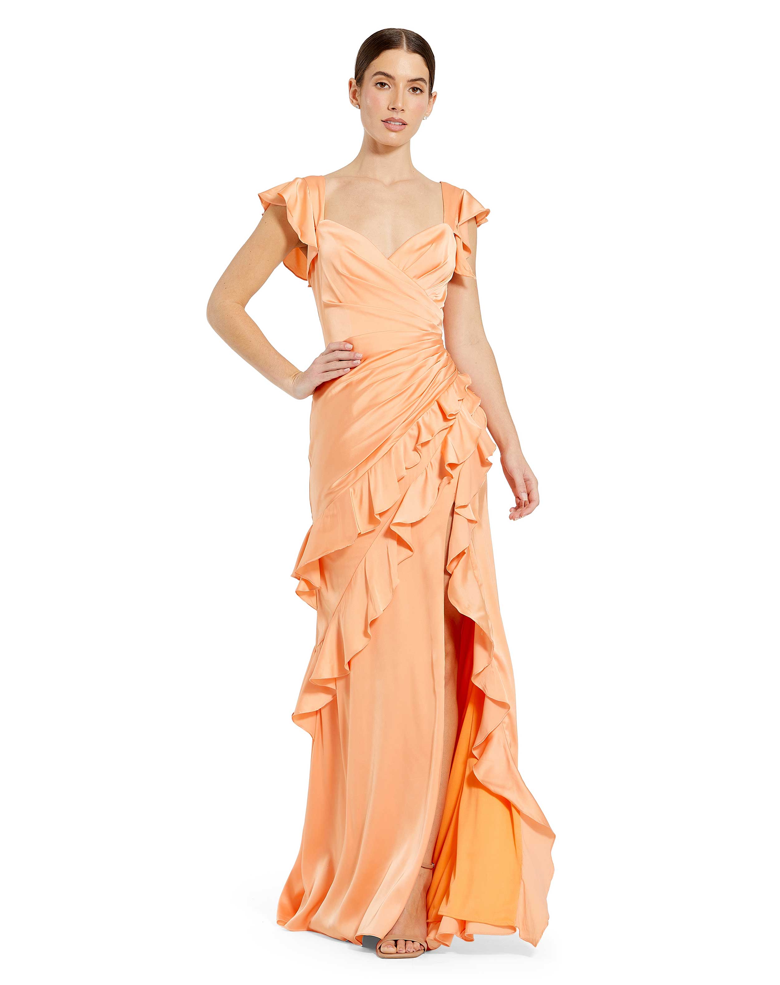 Flutter Sleeve Asymmetrical Gown | Sample | Sz. 2