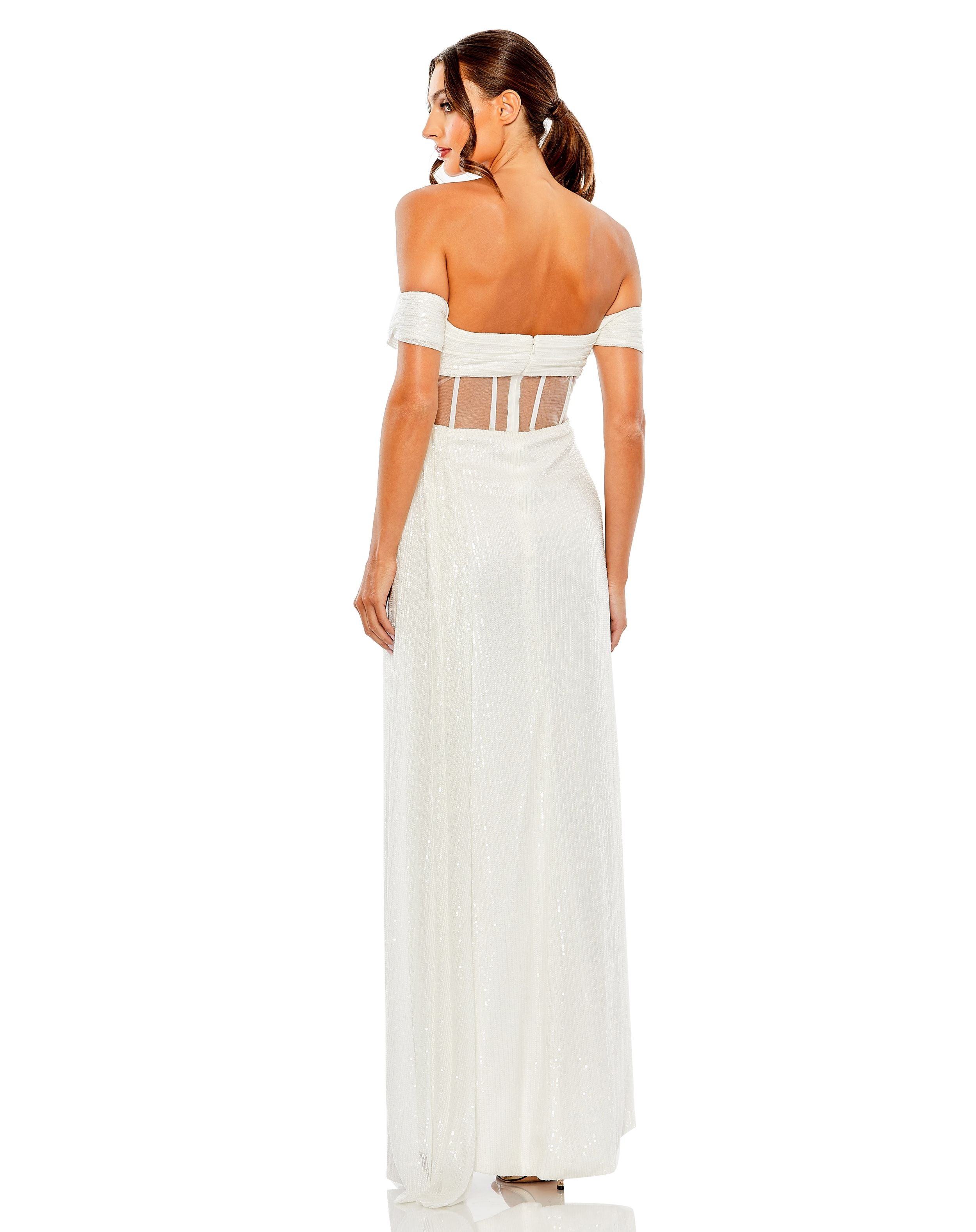 Sequined Gown with Sheer Corset Waist and Slit | Sample | Sz. 2