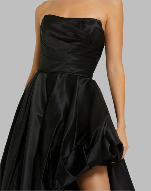 Strapless Ruched High Low Gown