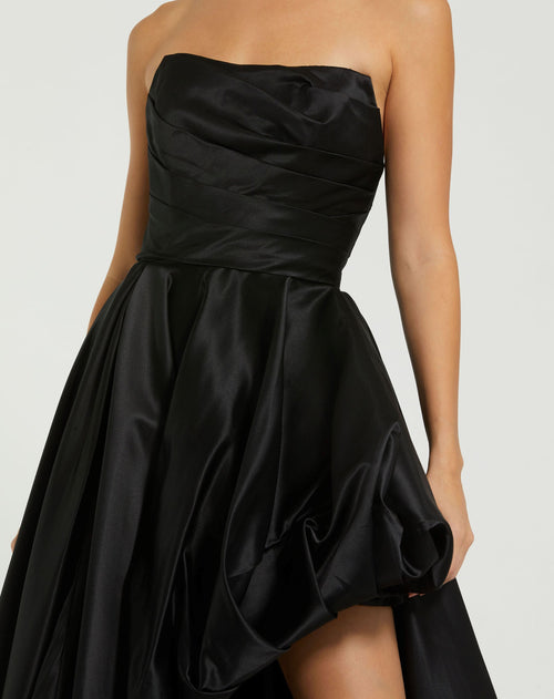 Strapless Ruched High Low Gown