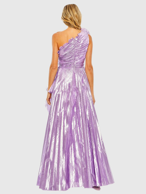 One Shoulder Pleated Gown