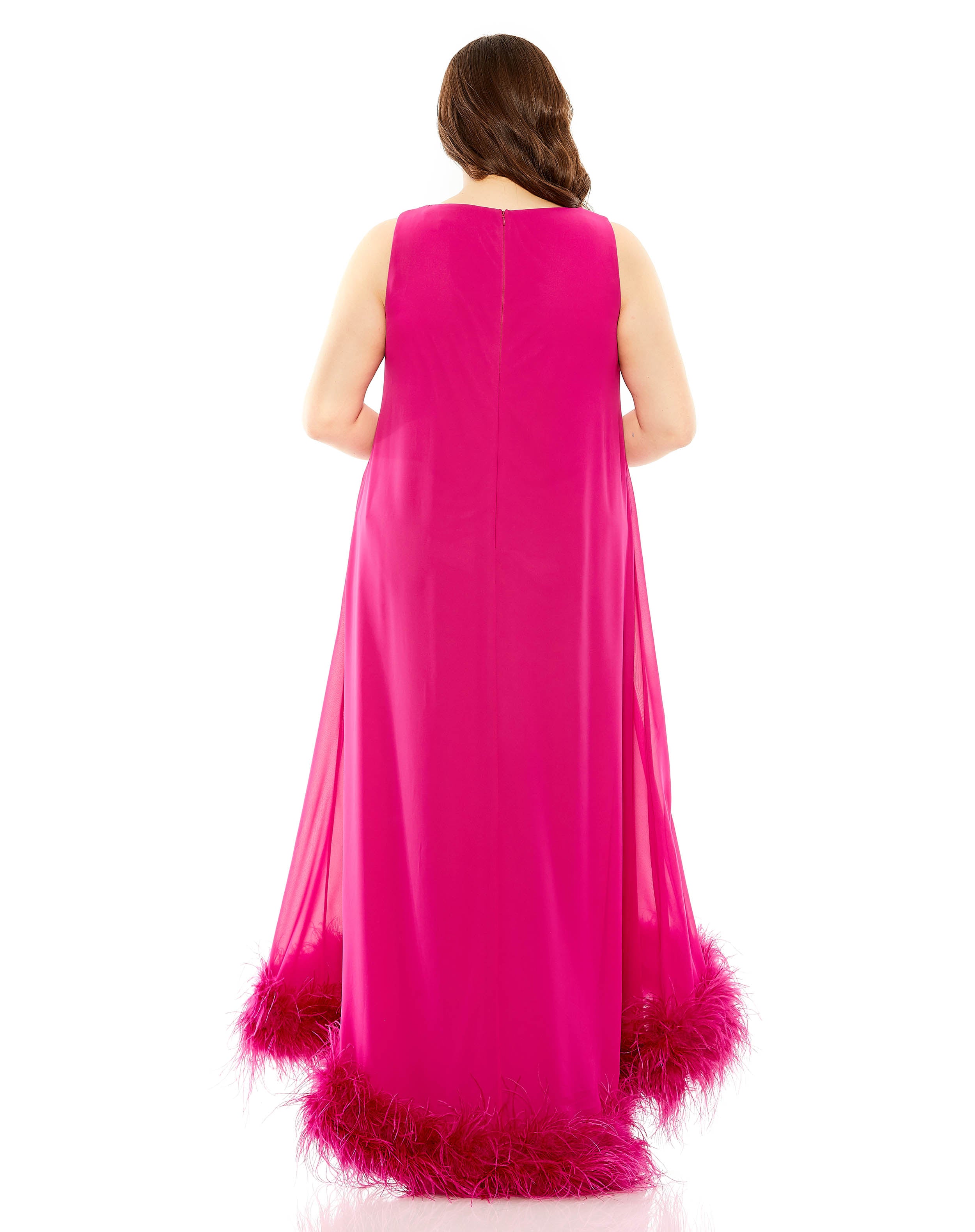 High Neck Feather Hem Gown