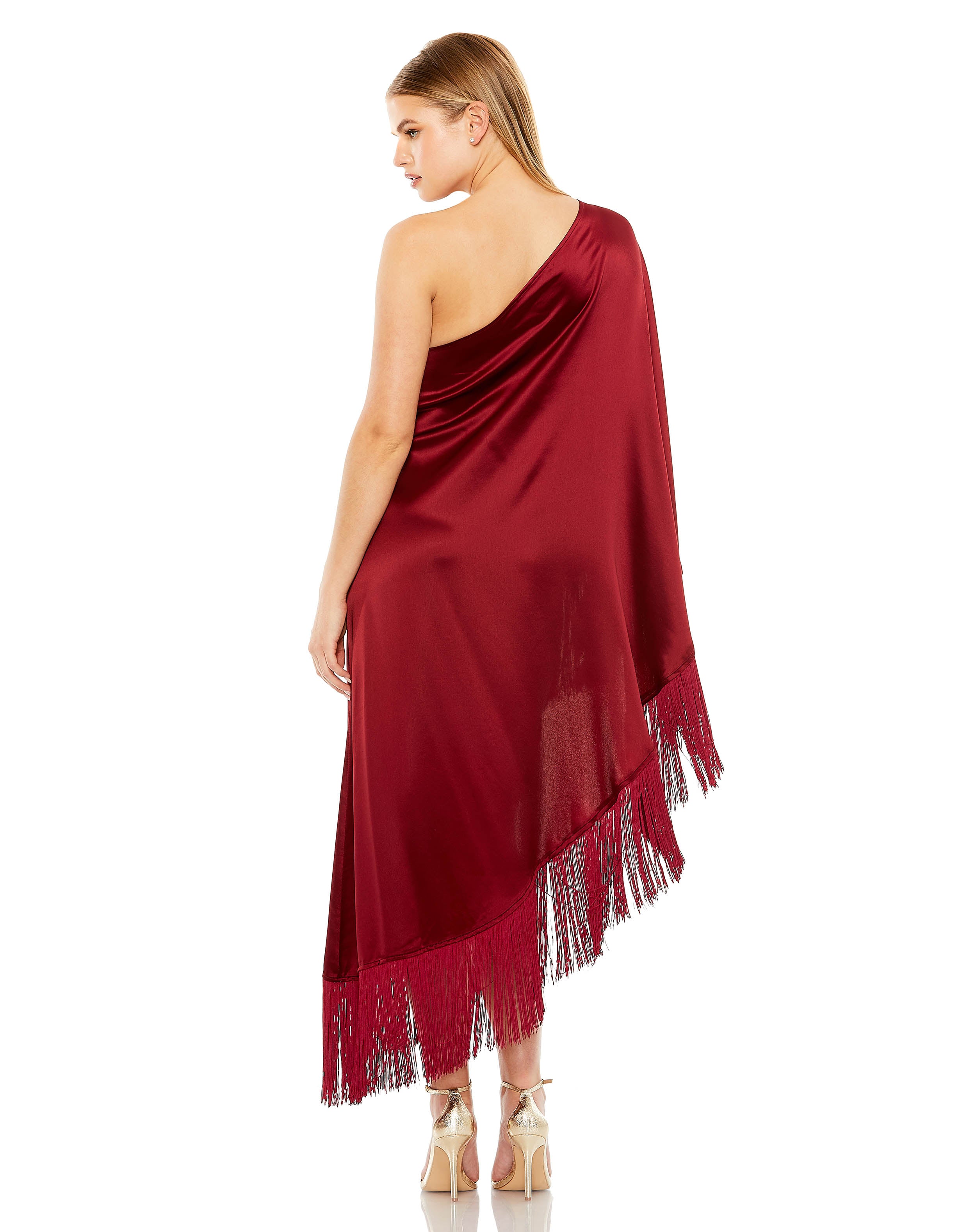 One Shoulder Fringe Kaftan Dress | Sample | Sz. 2