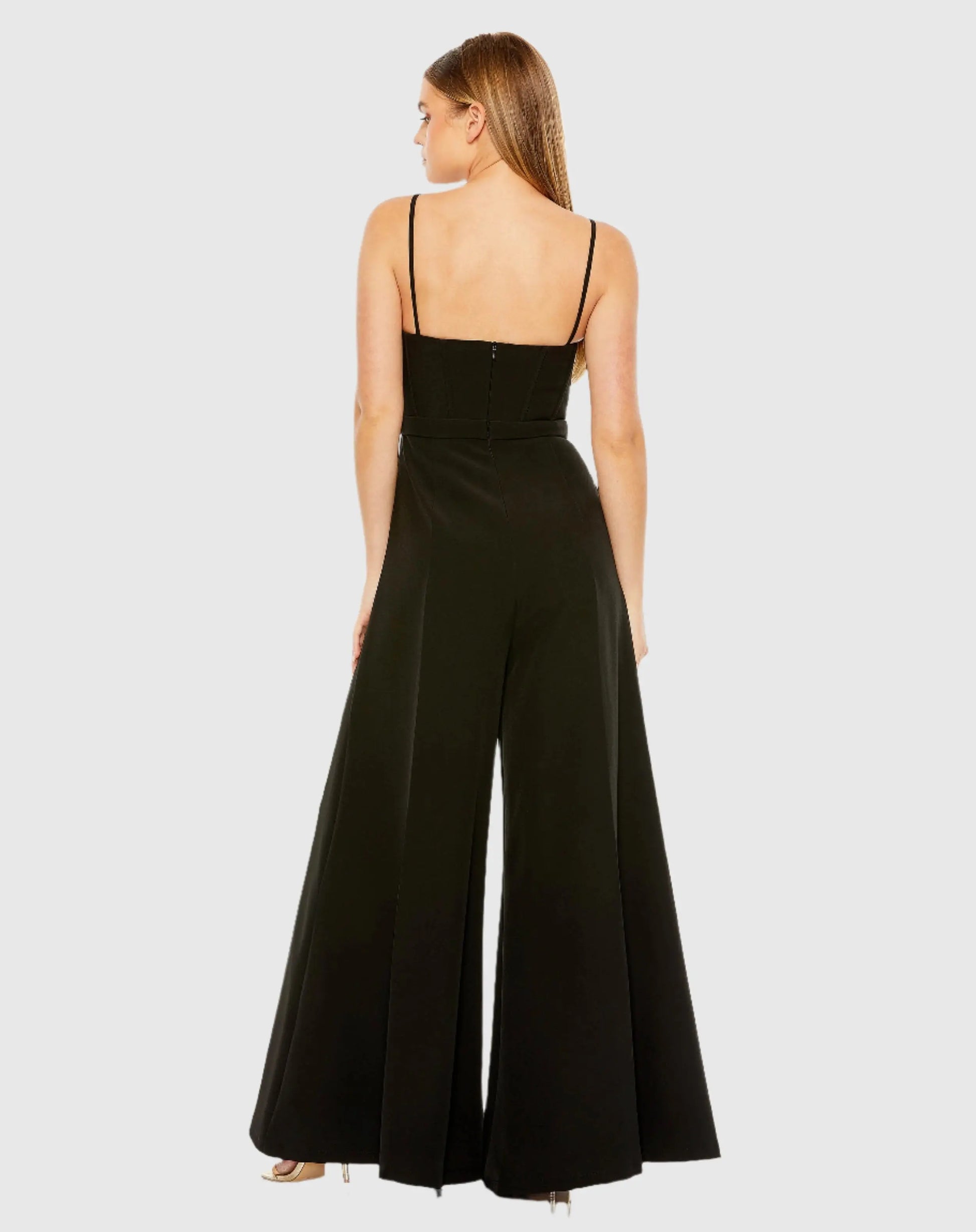 Slim Strap Beaded Bustier Top Jumpsuit - Mac Duggal