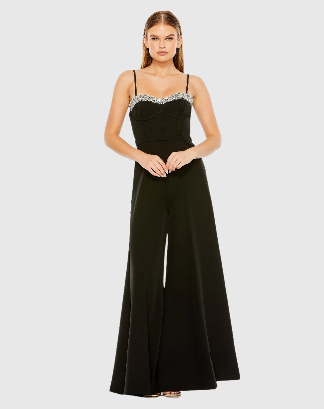 Slim Strap Beaded Bustier Top Jumpsuit