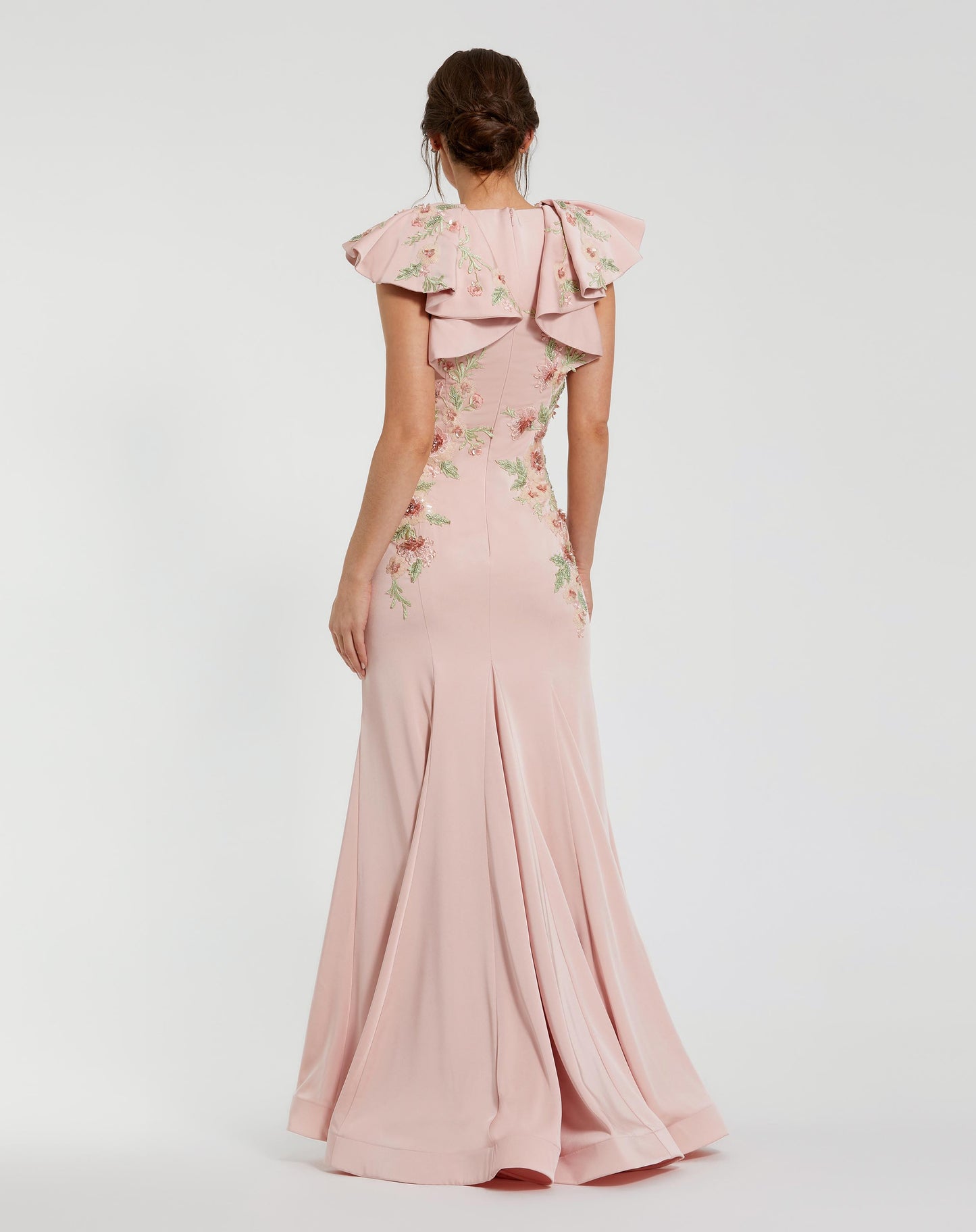 Flutter Sleeve Embellished Mermaid Gown