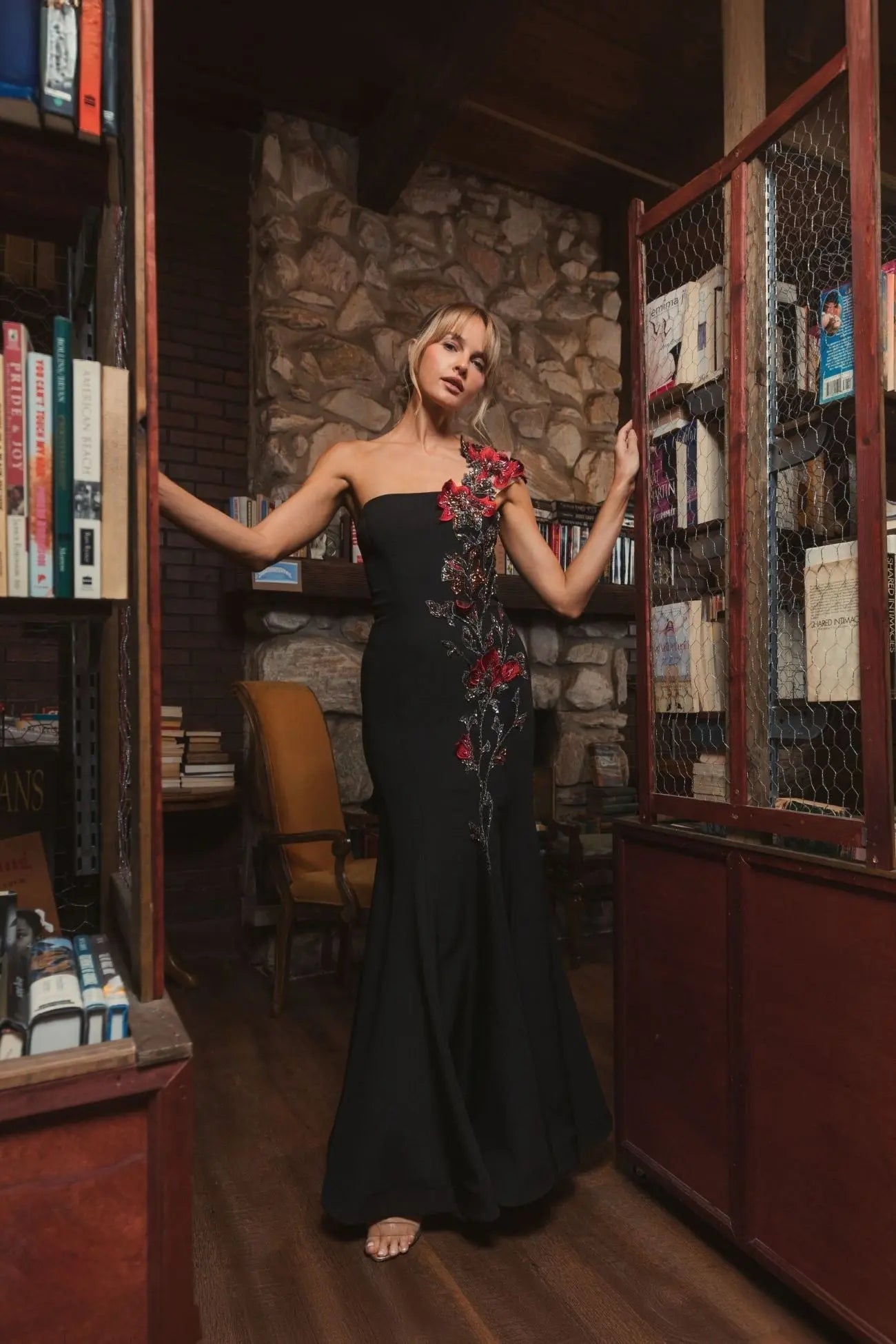 Black Off The Shoulder Embroidered Mermaid Gown - Mac Duggal