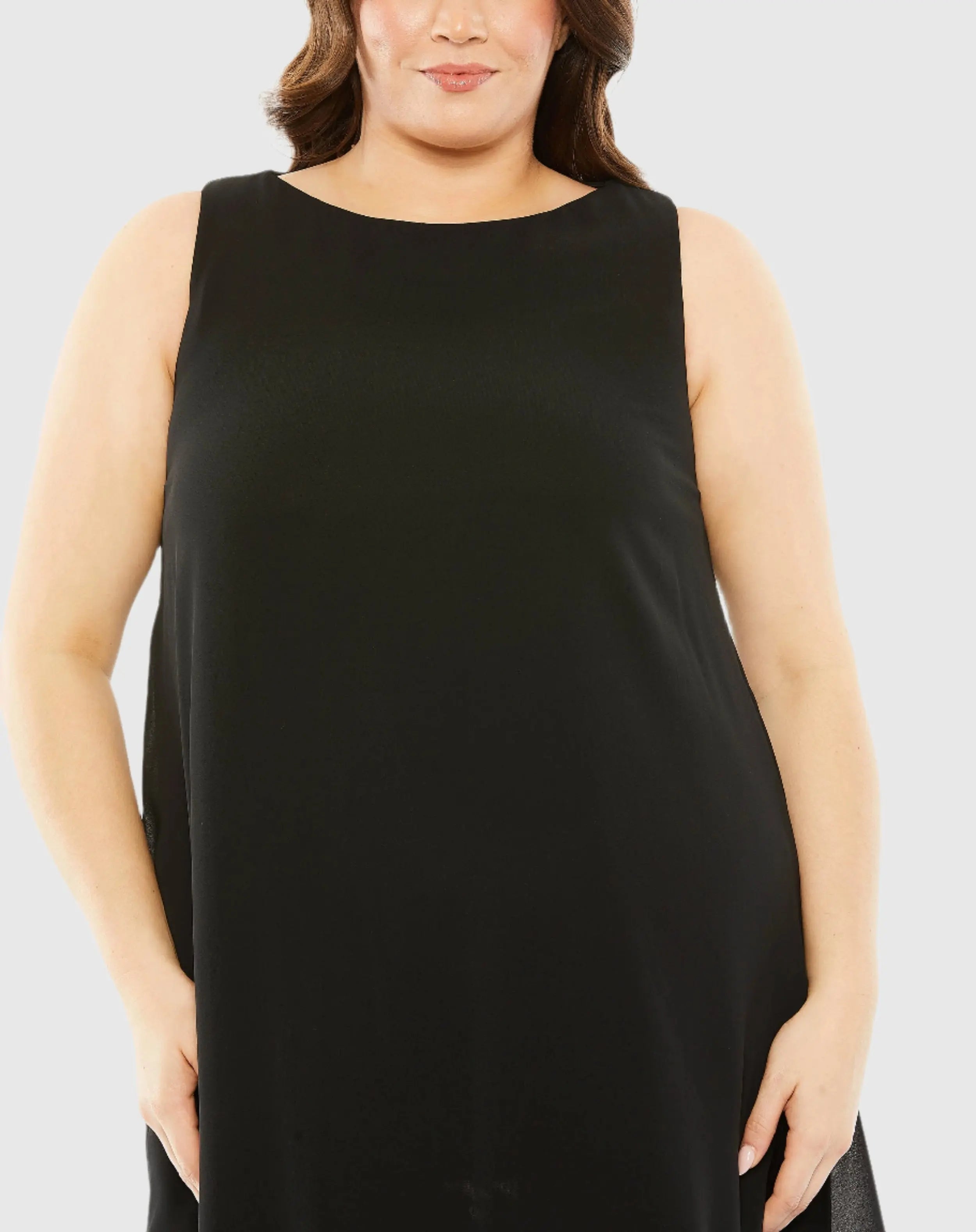 Black High Neck Feather Hem Gown - Mac Duggal