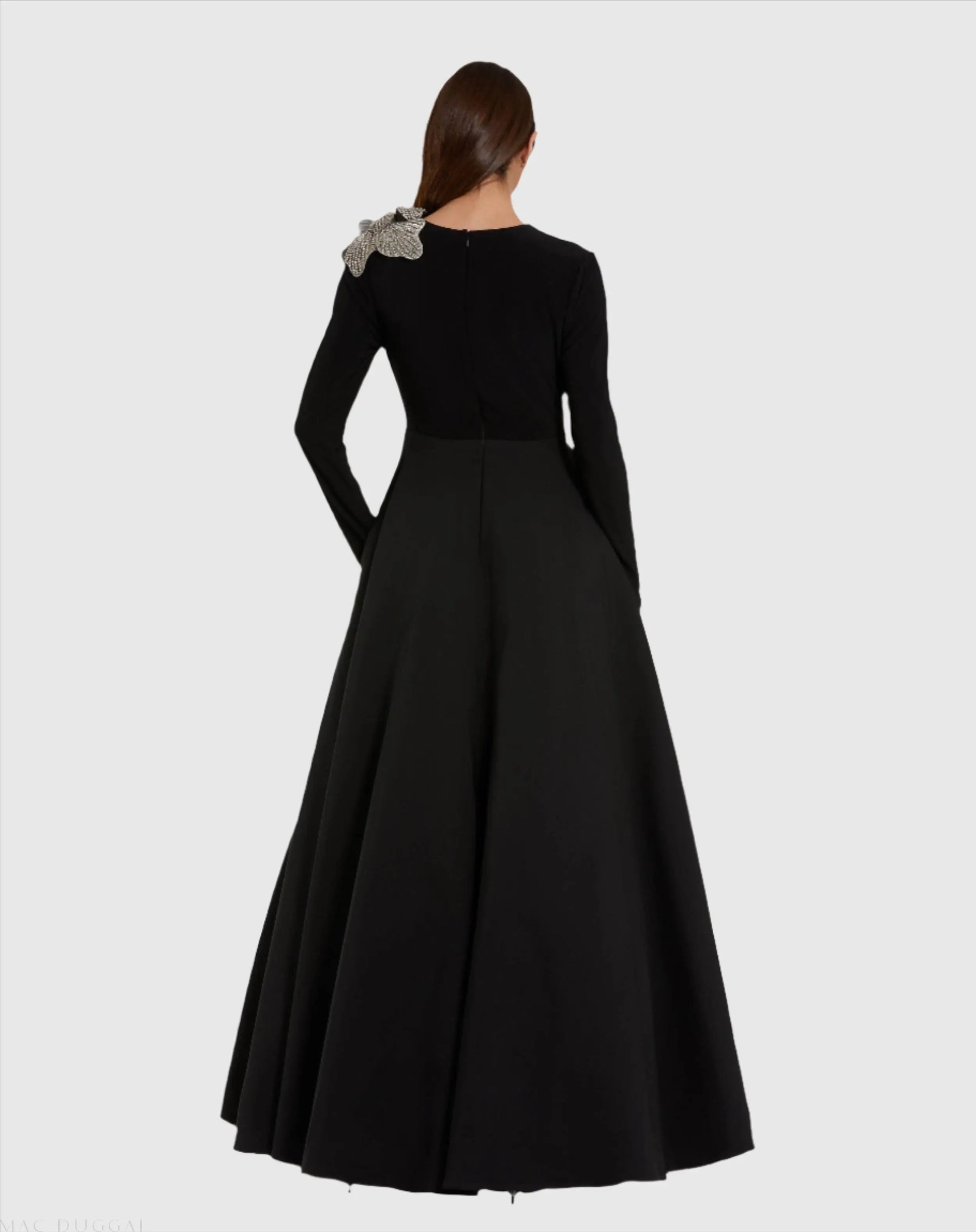 black dress with white flowers long sleeve Black Flower Embroidered Sweater Maxi Dress