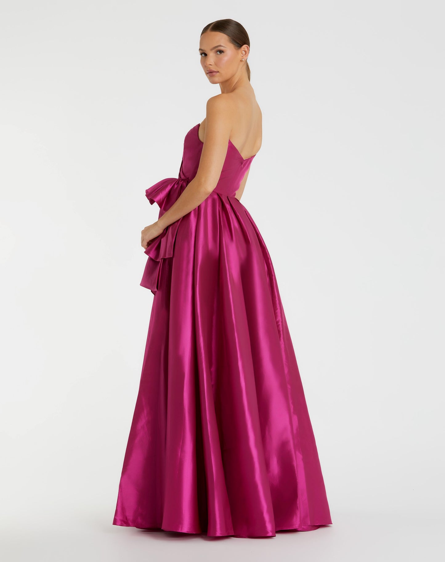 Strapless Taffeta Gown With Ruffle Detail